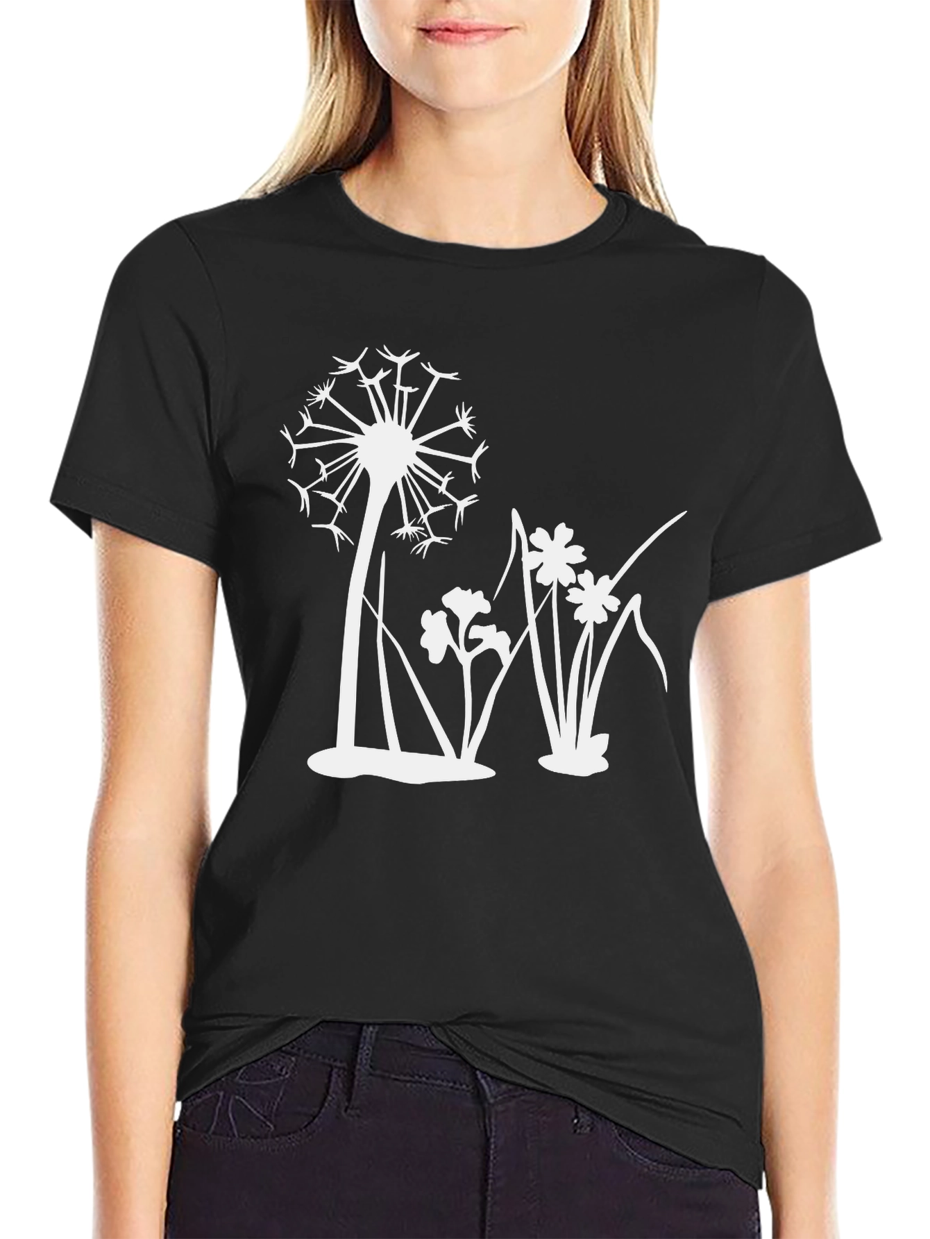 Dandelion Graphic Black T-Shirt