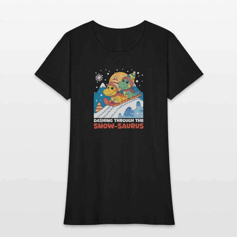 Dinosaur Christmas Dashing Through The Snow-Saurus