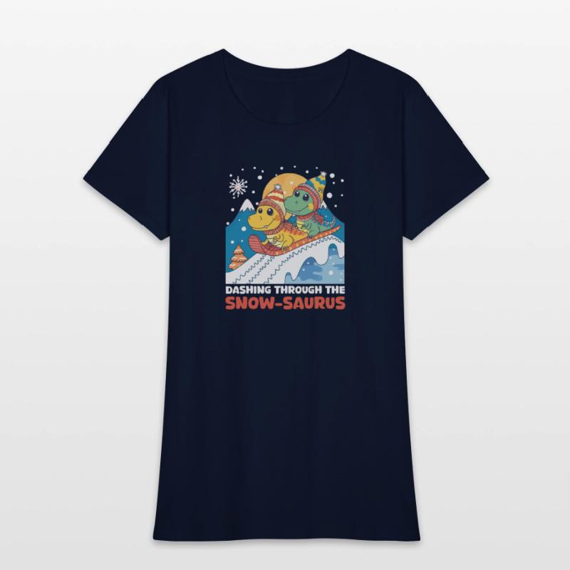 Dinosaur Christmas Dashing Through The Snow-Saurus