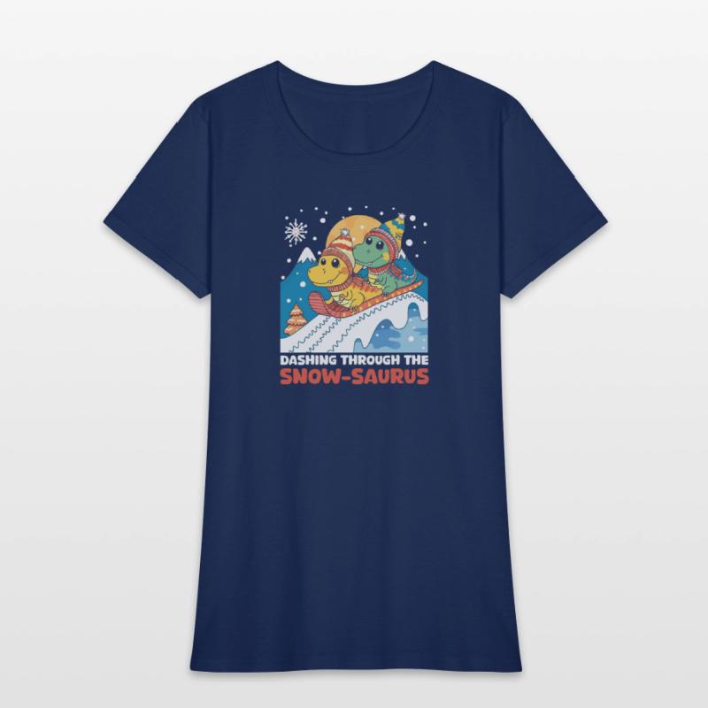 Dinosaur Christmas Dashing Through The Snow-Saurus