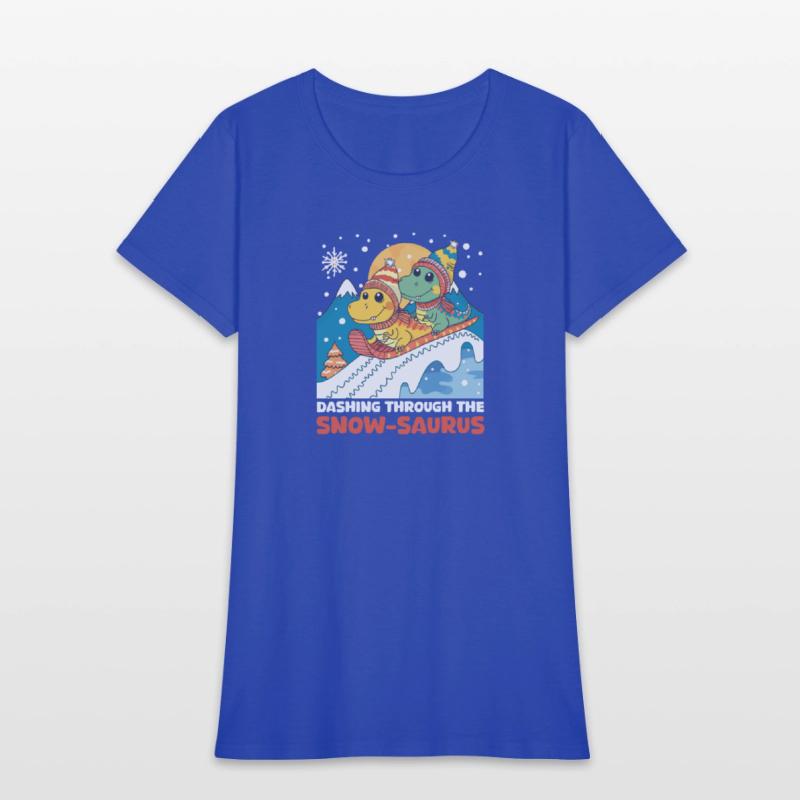 Dinosaur Christmas Dashing Through The Snow-Saurus