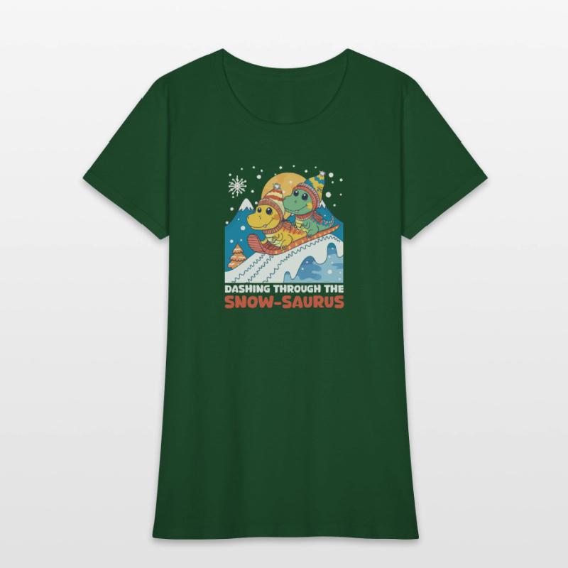 Dinosaur Christmas Dashing Through The Snow-Saurus