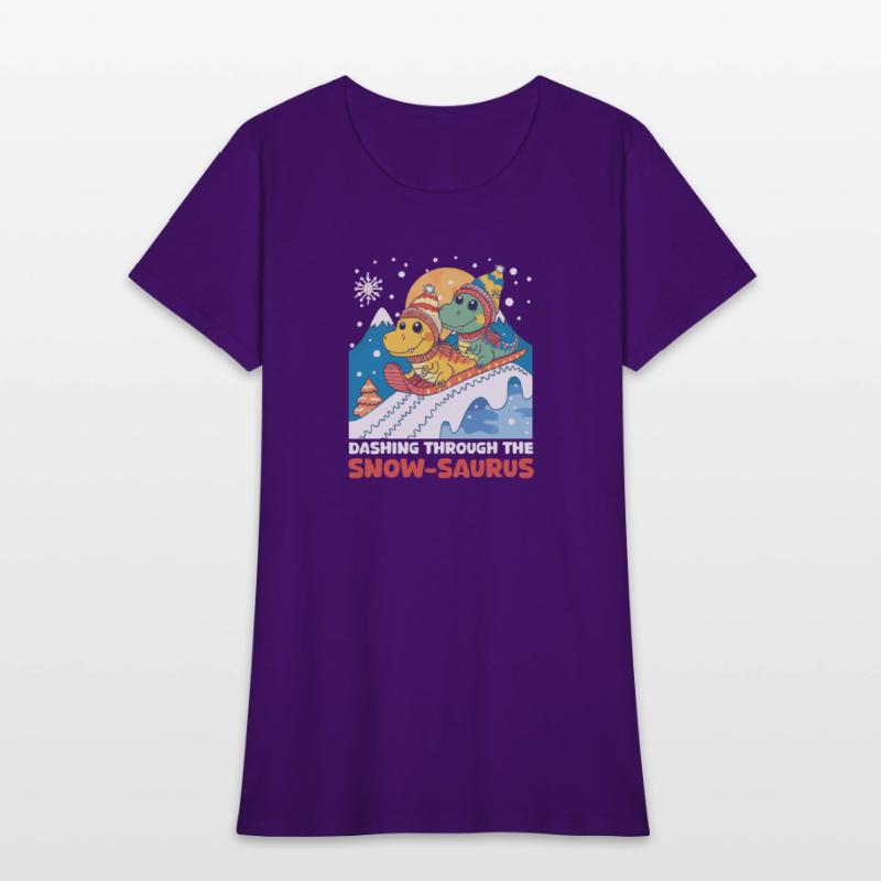 Dinosaur Christmas Dashing Through The Snow-Saurus