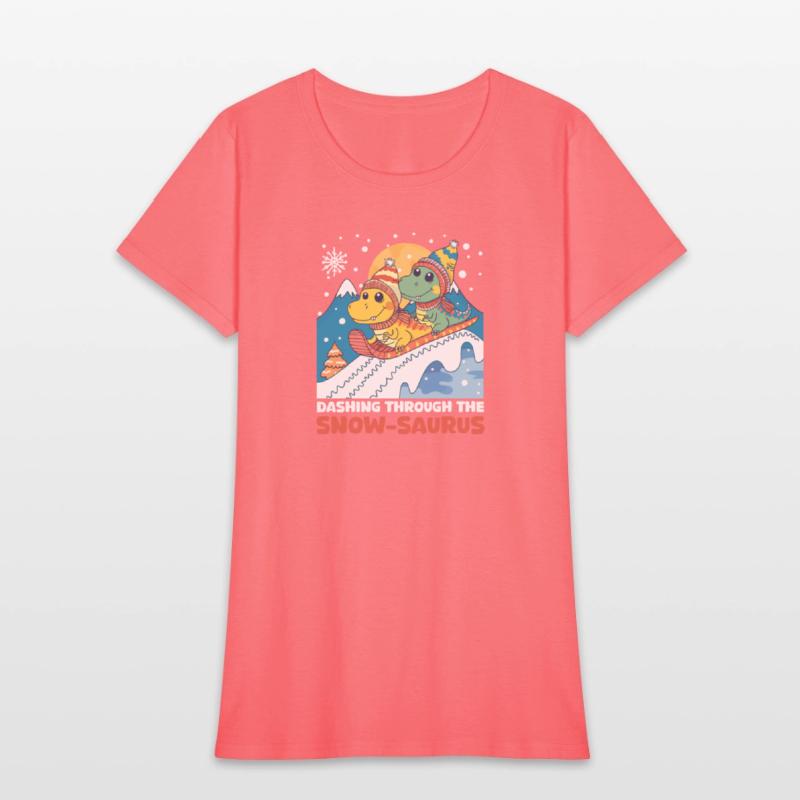 Dinosaur Christmas Dashing Through The Snow-Saurus