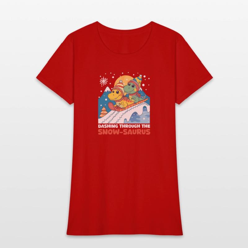 Dinosaur Christmas Dashing Through The Snow-Saurus
