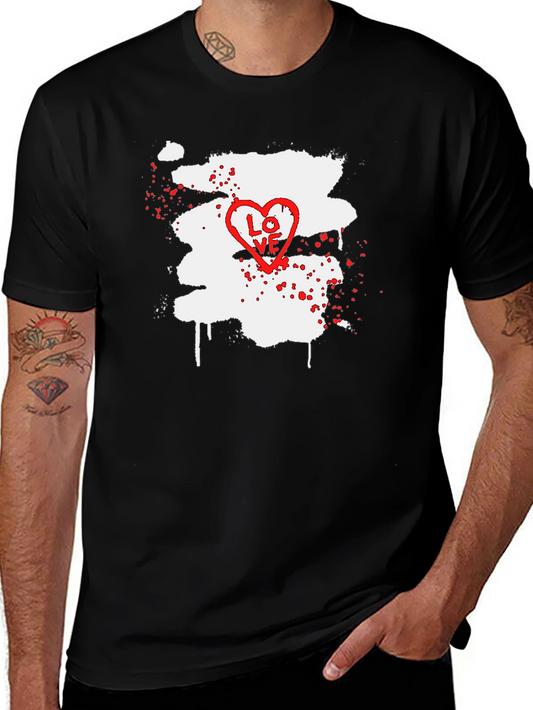 LOVE Heart Splatter Graphic Tee - Black