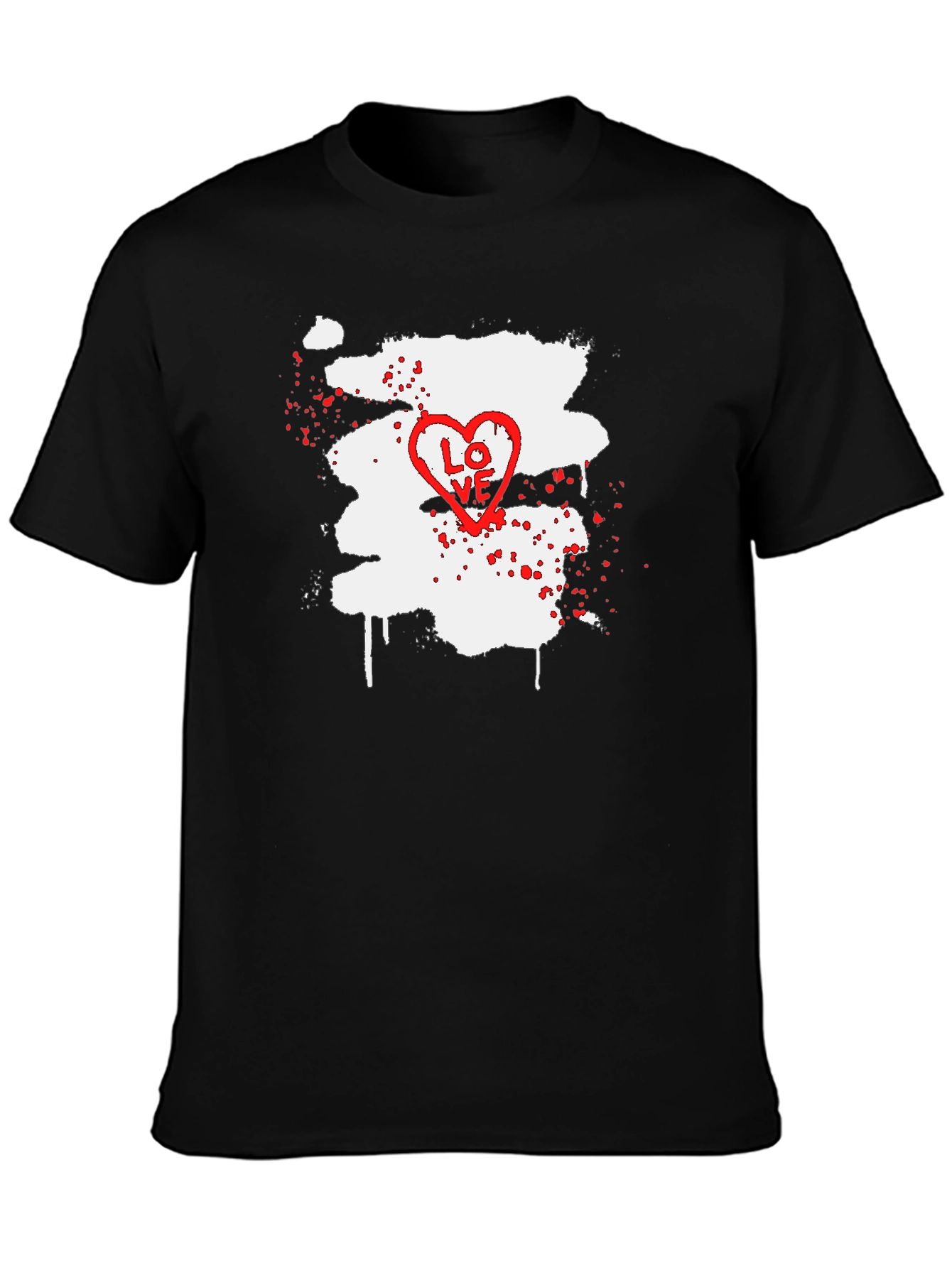 LOVE Heart Splatter Graphic Tee - Black