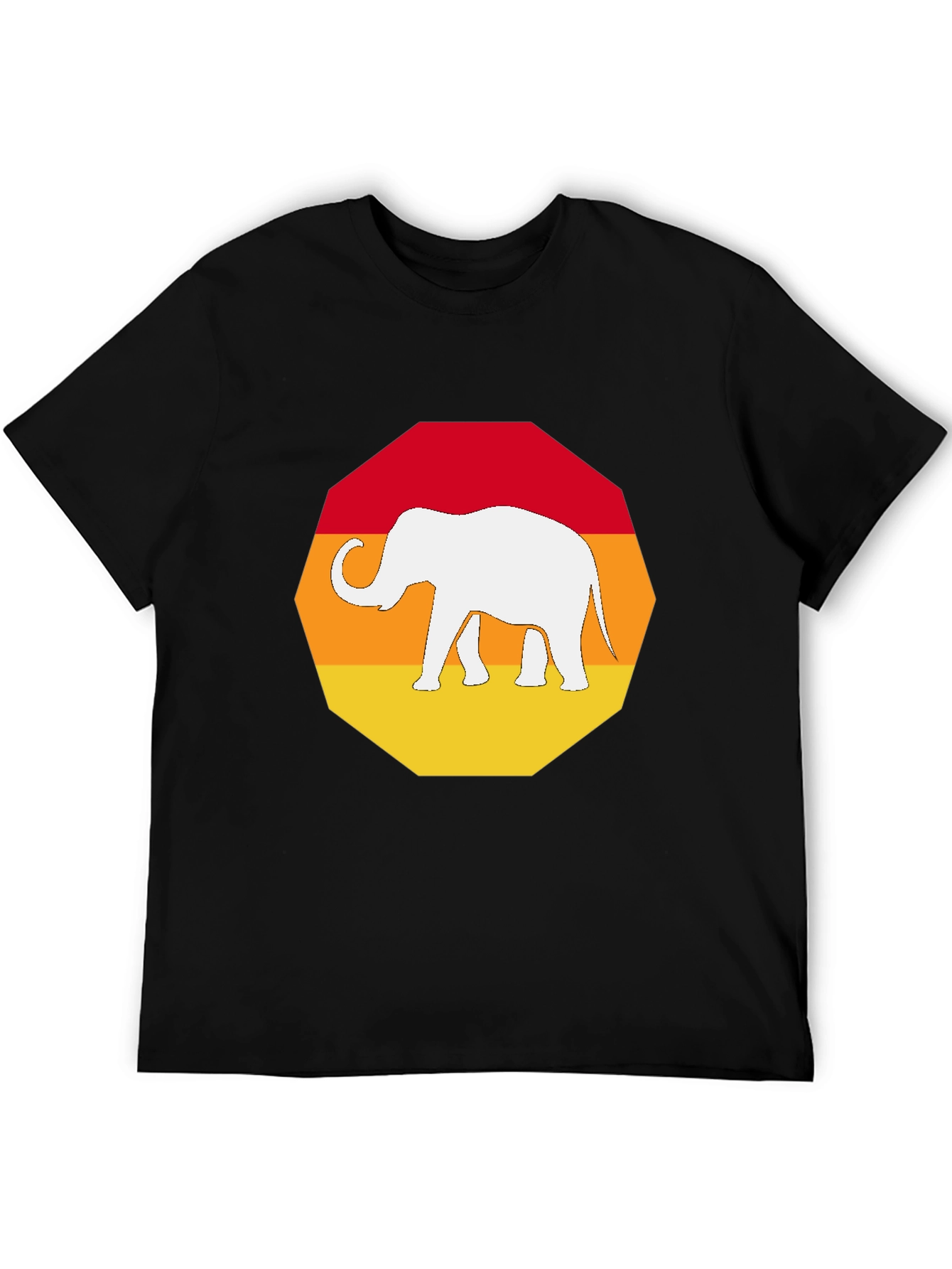 Retro Elephant Graphic T-Shirt - Mens Black Tee