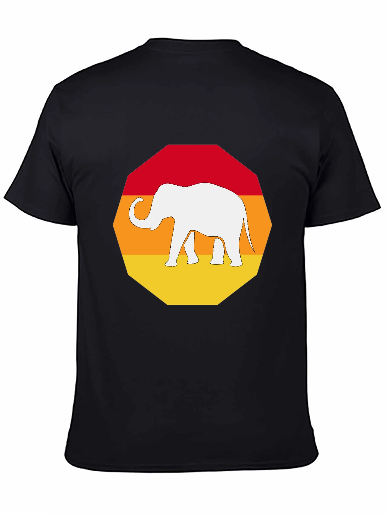 Retro Elephant Graphic T-Shirt - Mens Black Tee