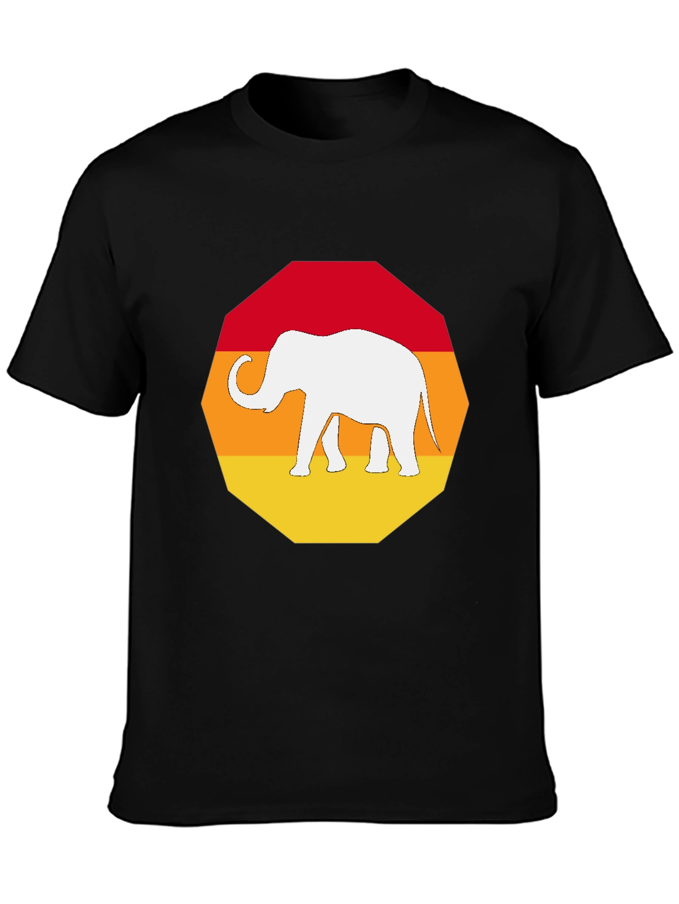 Retro Elephant Graphic T-Shirt - Mens Black Tee