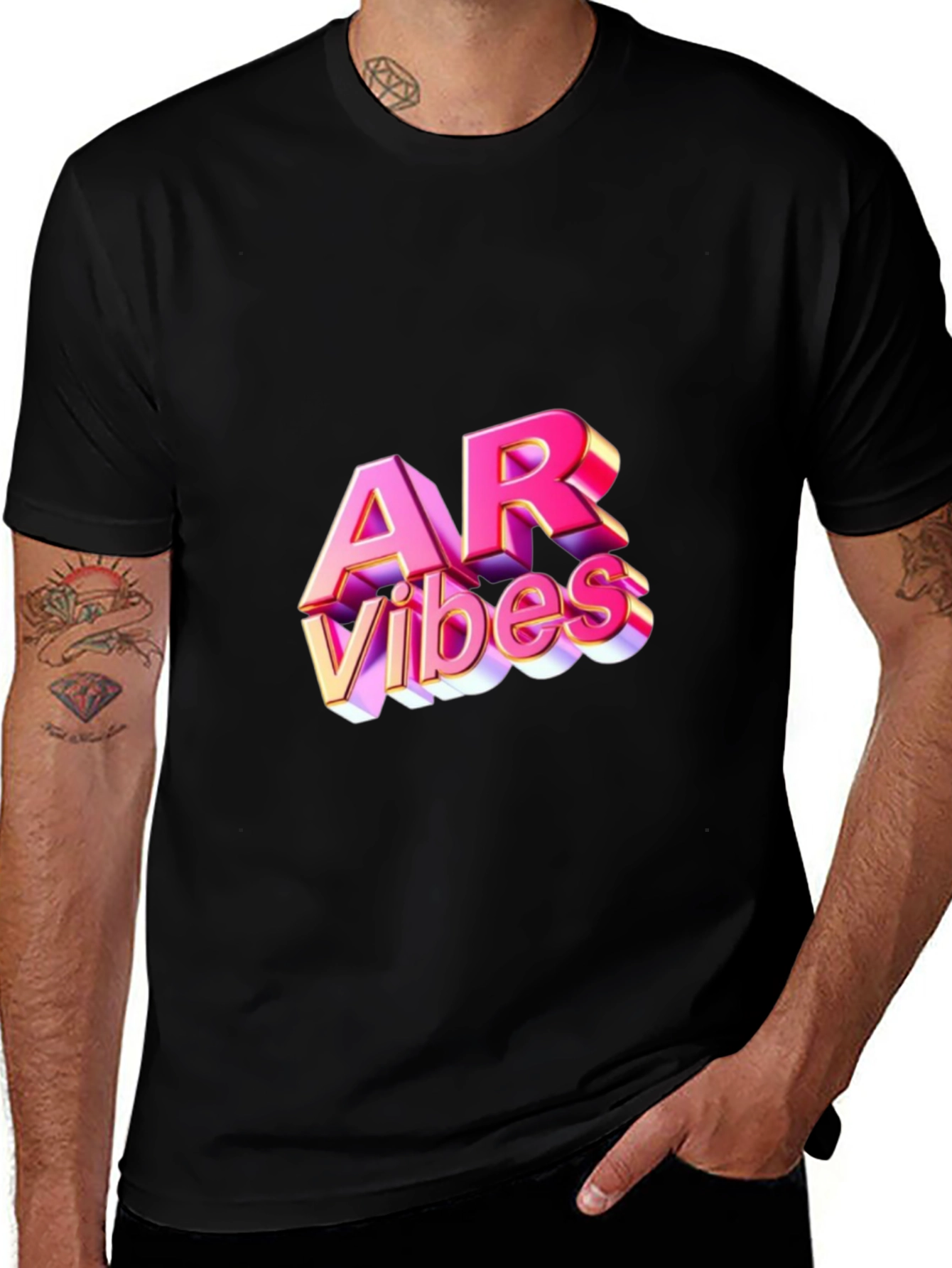 AR Vibes Black T-Shirt Trendy Casual Wear