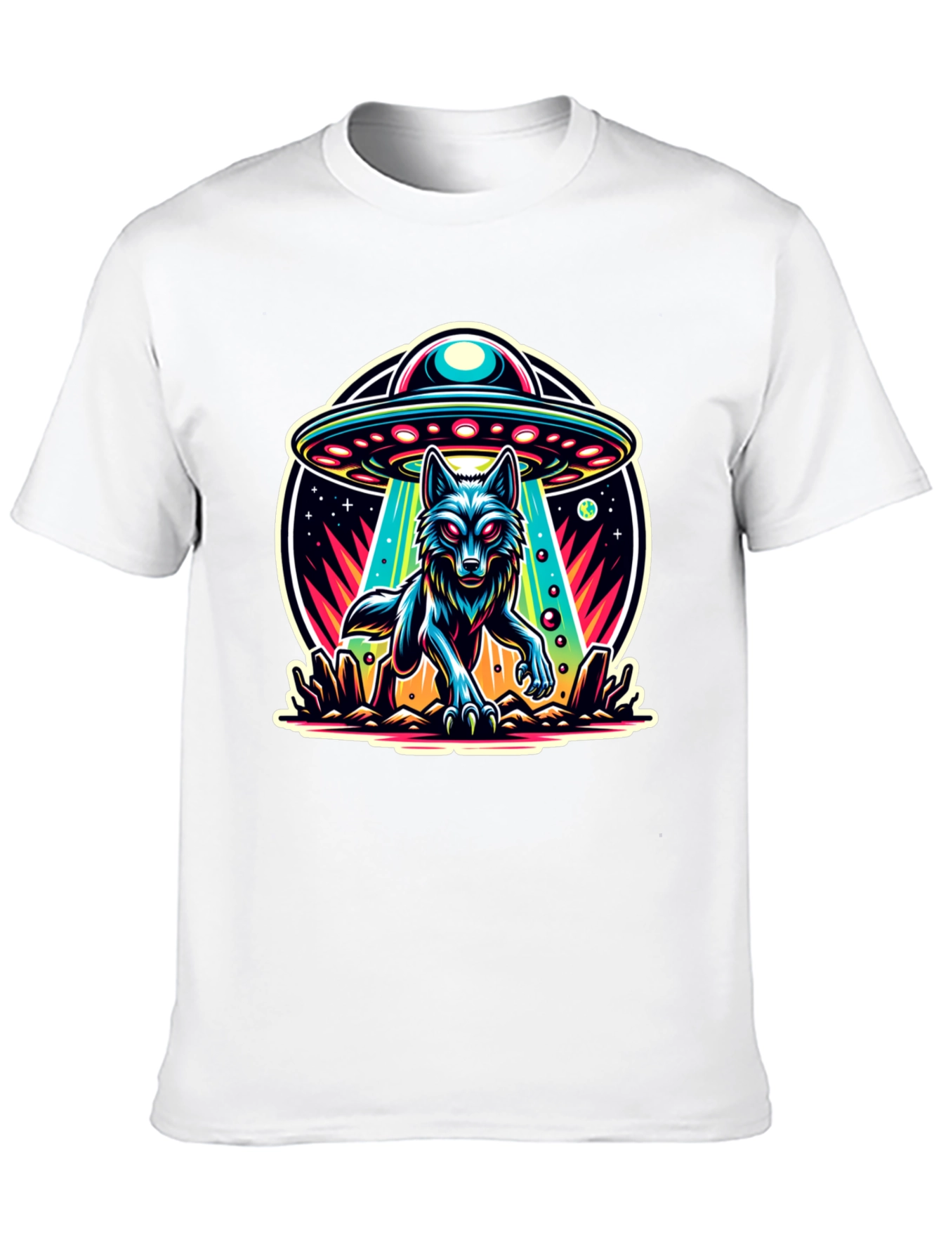 Wolf Abduction T-Shirt - Alien UFO Design
