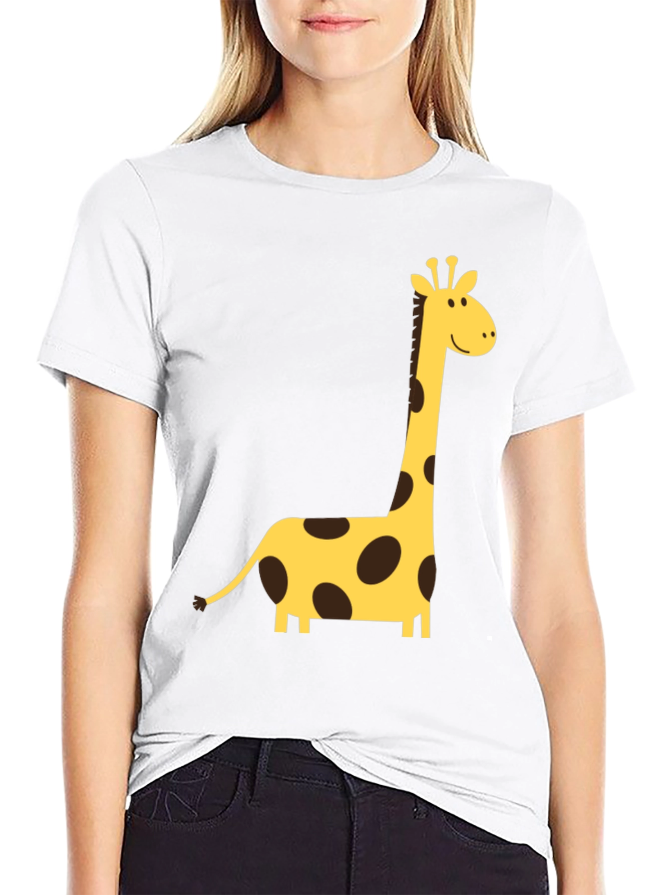 Giraffe Graphic Tee - Black Crew Neck T-Shirt