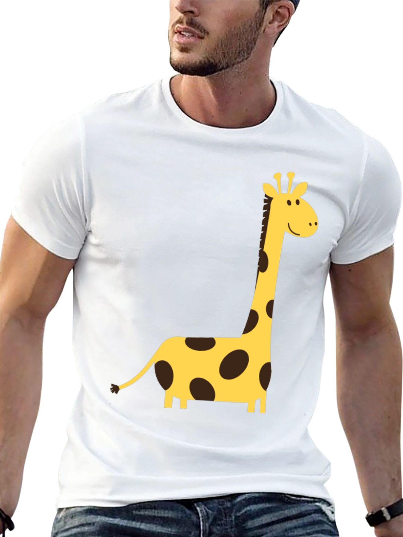 Giraffe Graphic Tee - Black Crew Neck T-Shirt