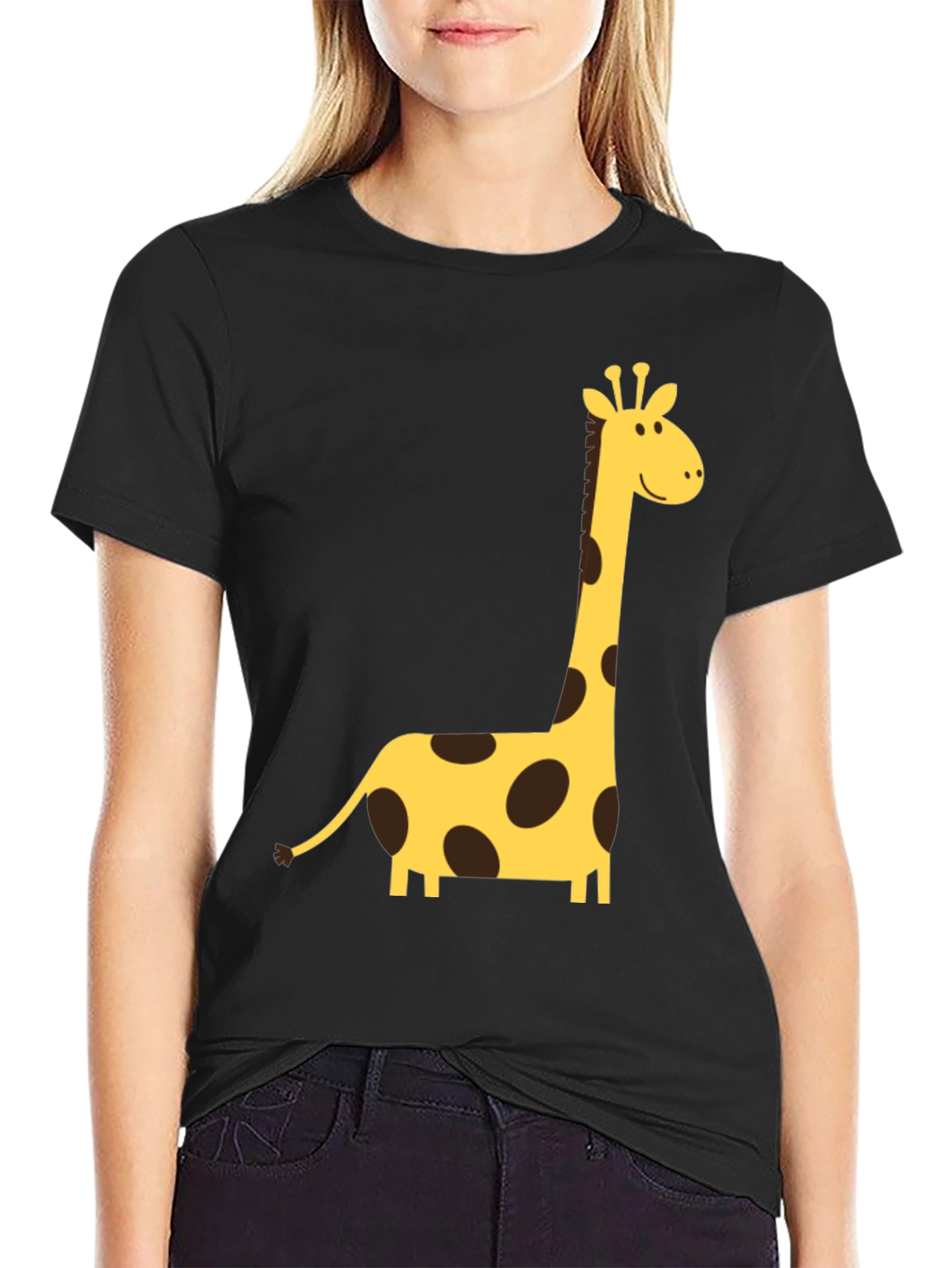 Giraffe Graphic Tee - Black Crew Neck T-Shirt