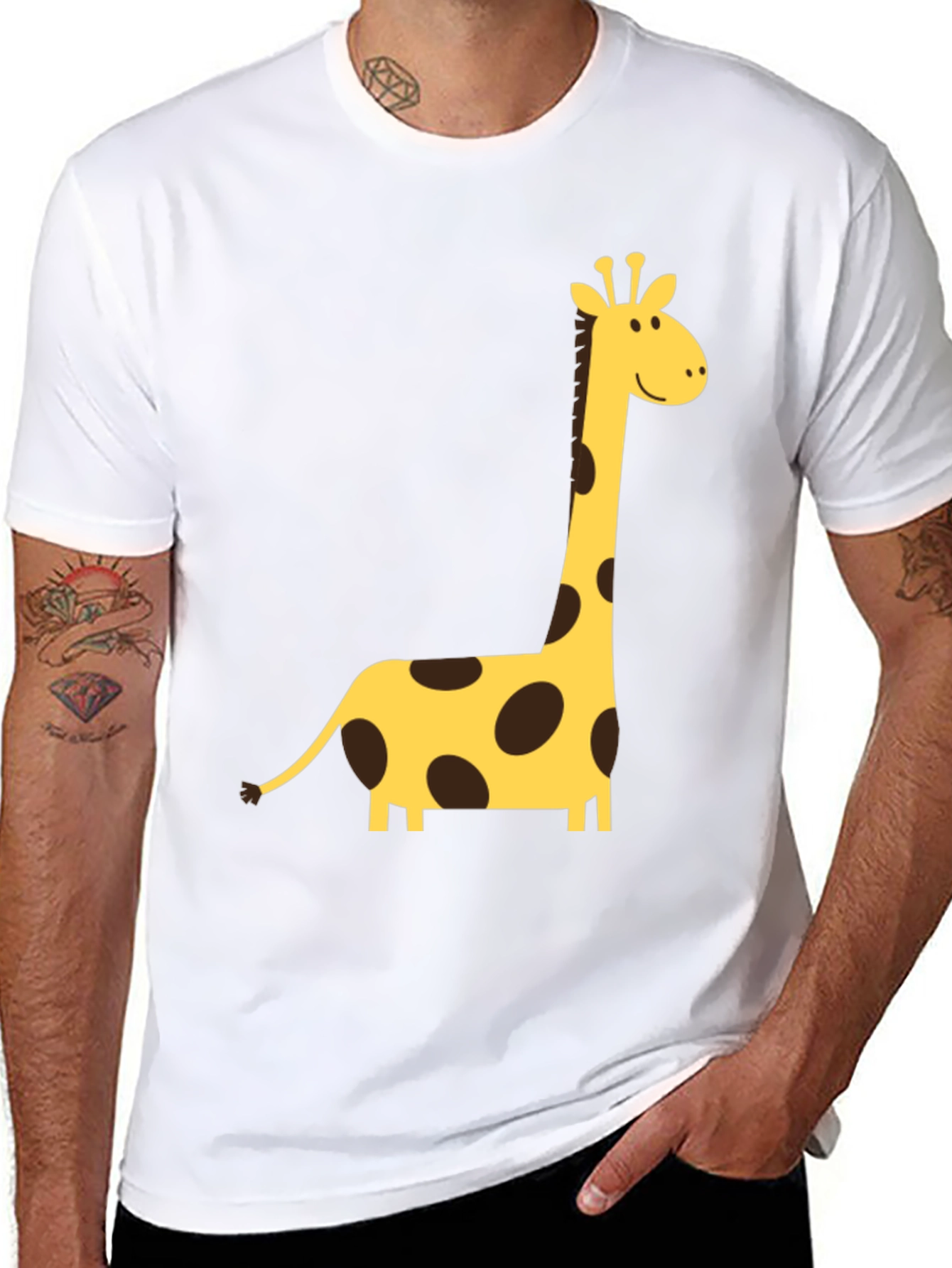 Giraffe Graphic Tee - Black Crew Neck T-Shirt