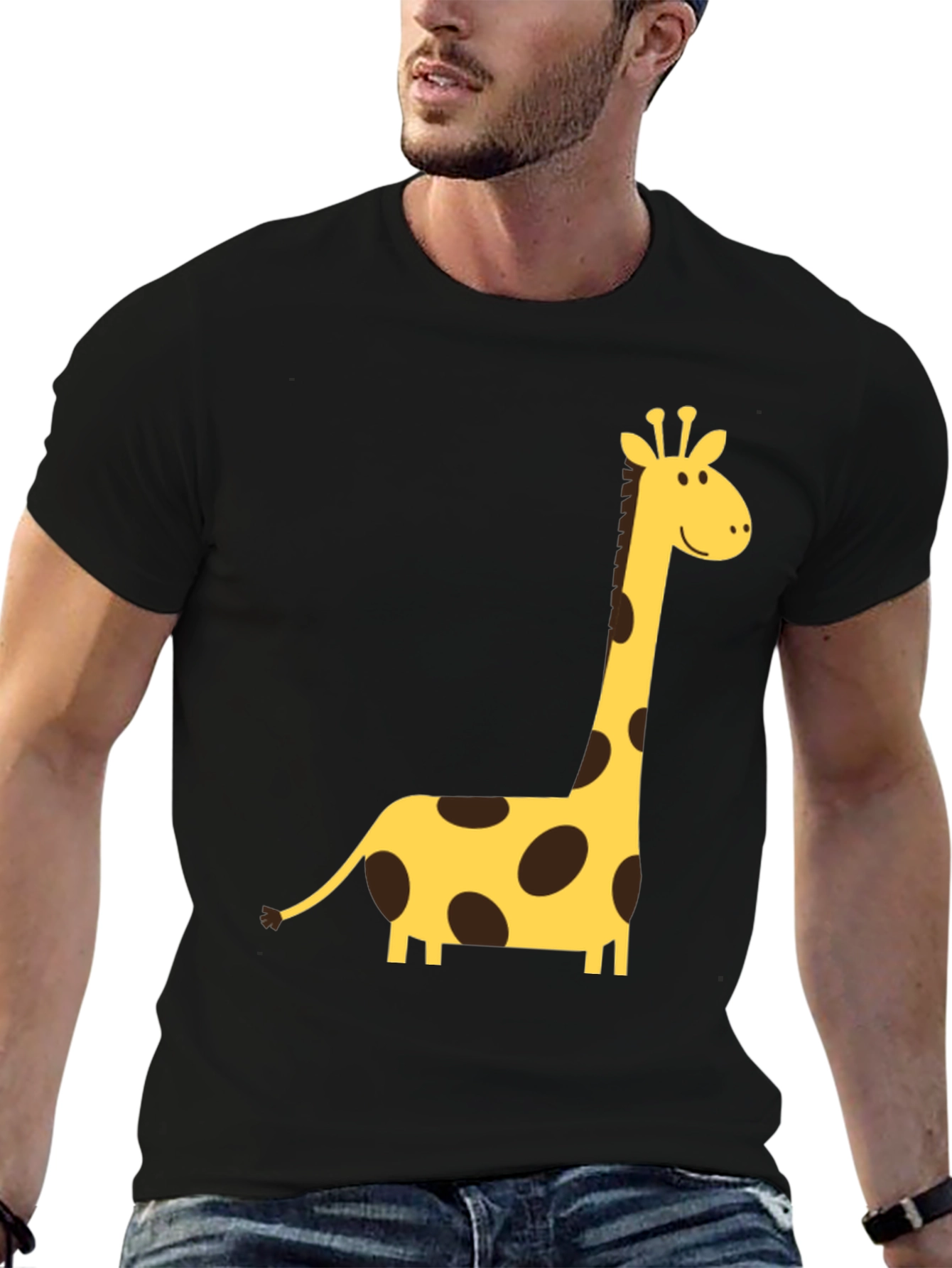 Giraffe Graphic Tee - Black Crew Neck T-Shirt