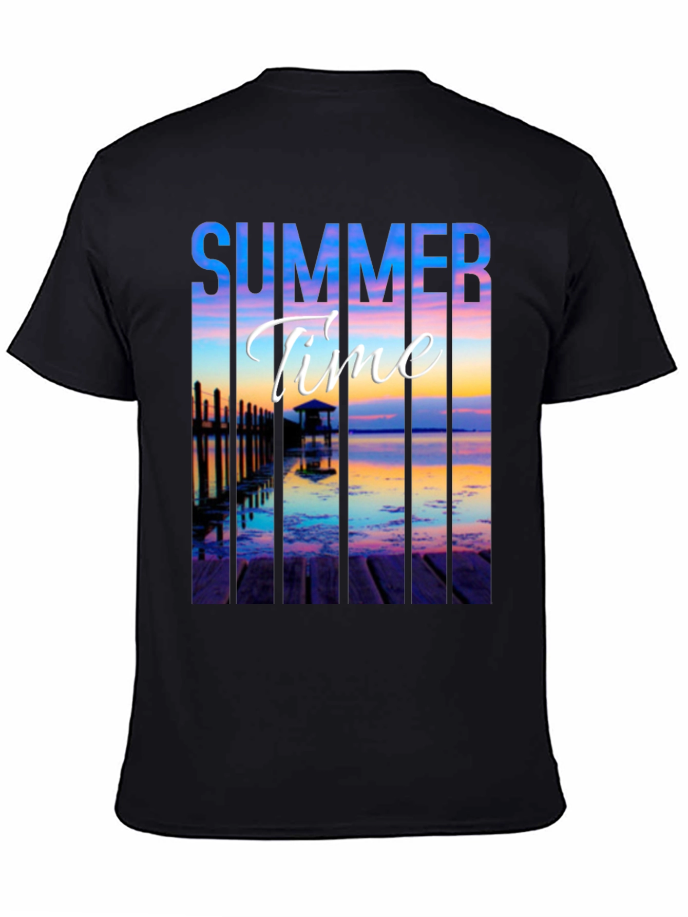 Summer Time Black Graphic T-Shirt