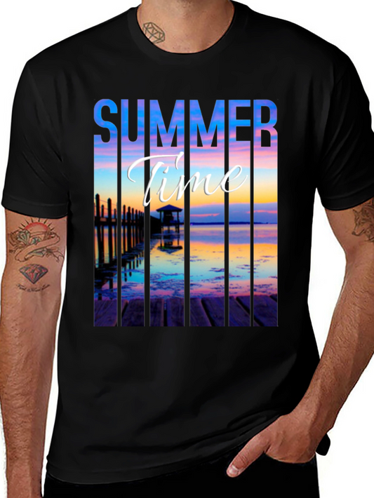 Summer Time Black Graphic T-Shirt
