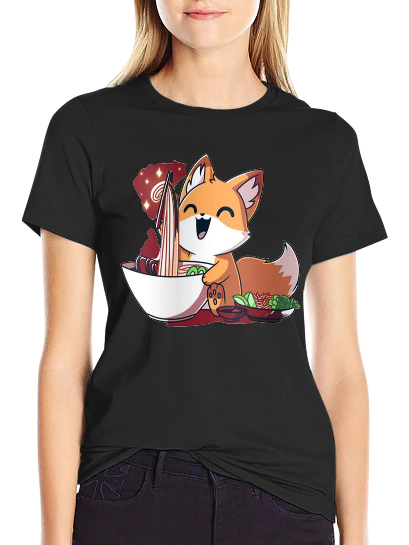 Fox Ramen T-Shirt - Cute Anime Style