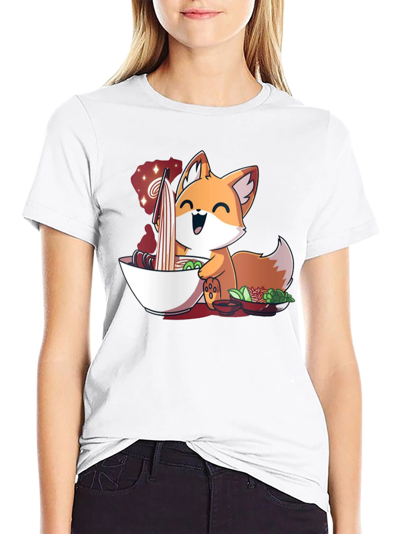 Fox Ramen T-Shirt - Cute Anime Style