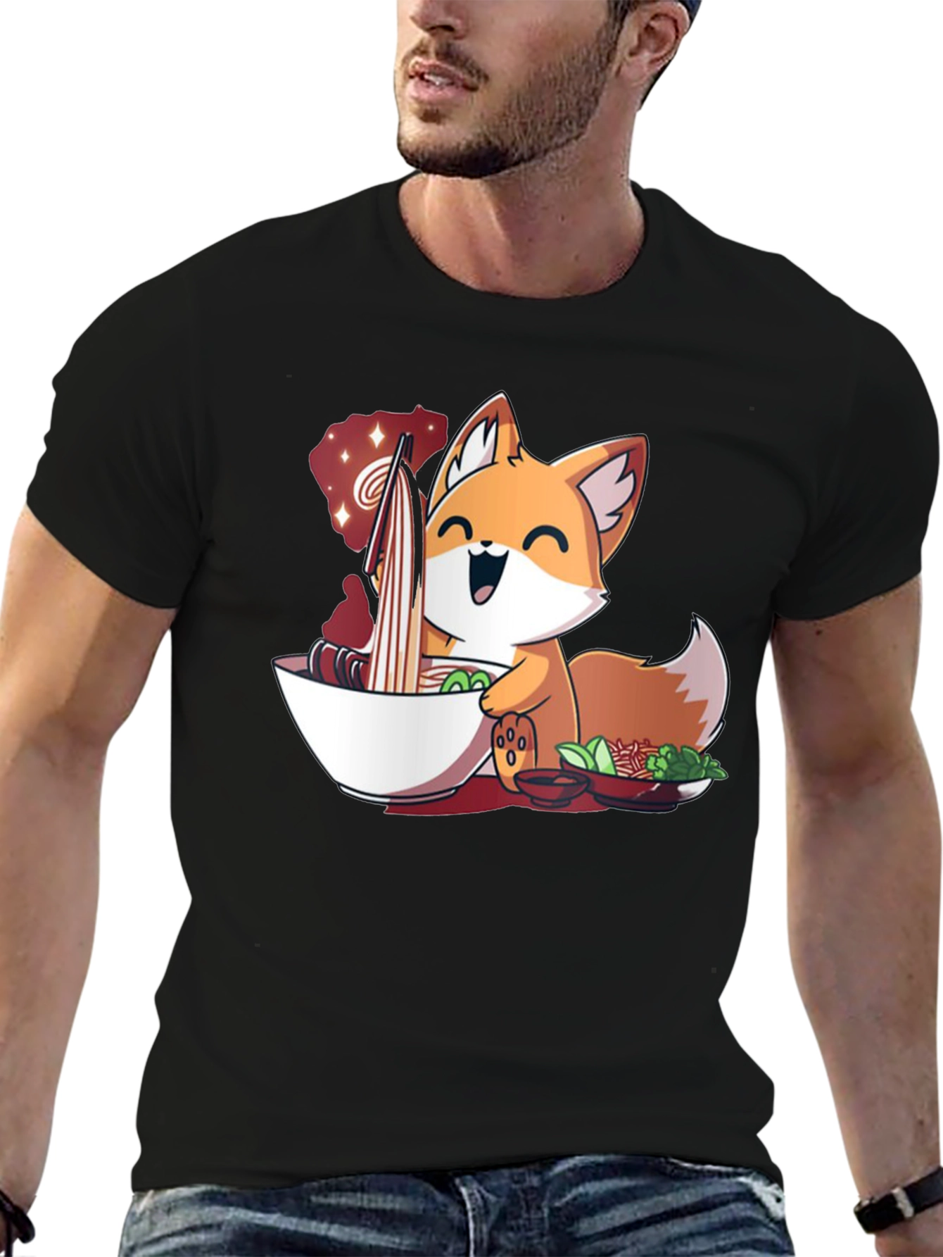 Fox Ramen T-Shirt - Cute Anime Style