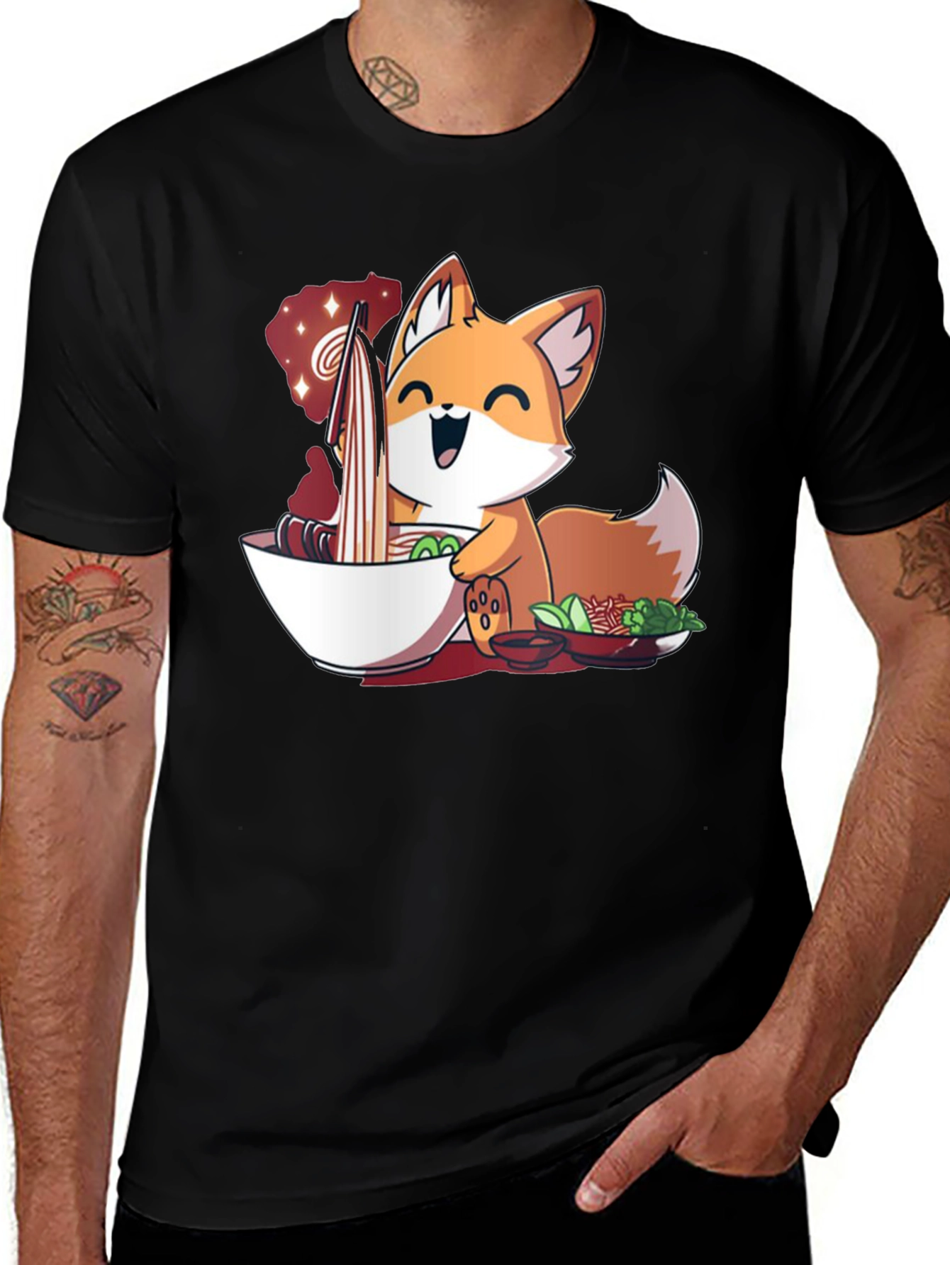 Fox Ramen T-Shirt - Cute Anime Style
