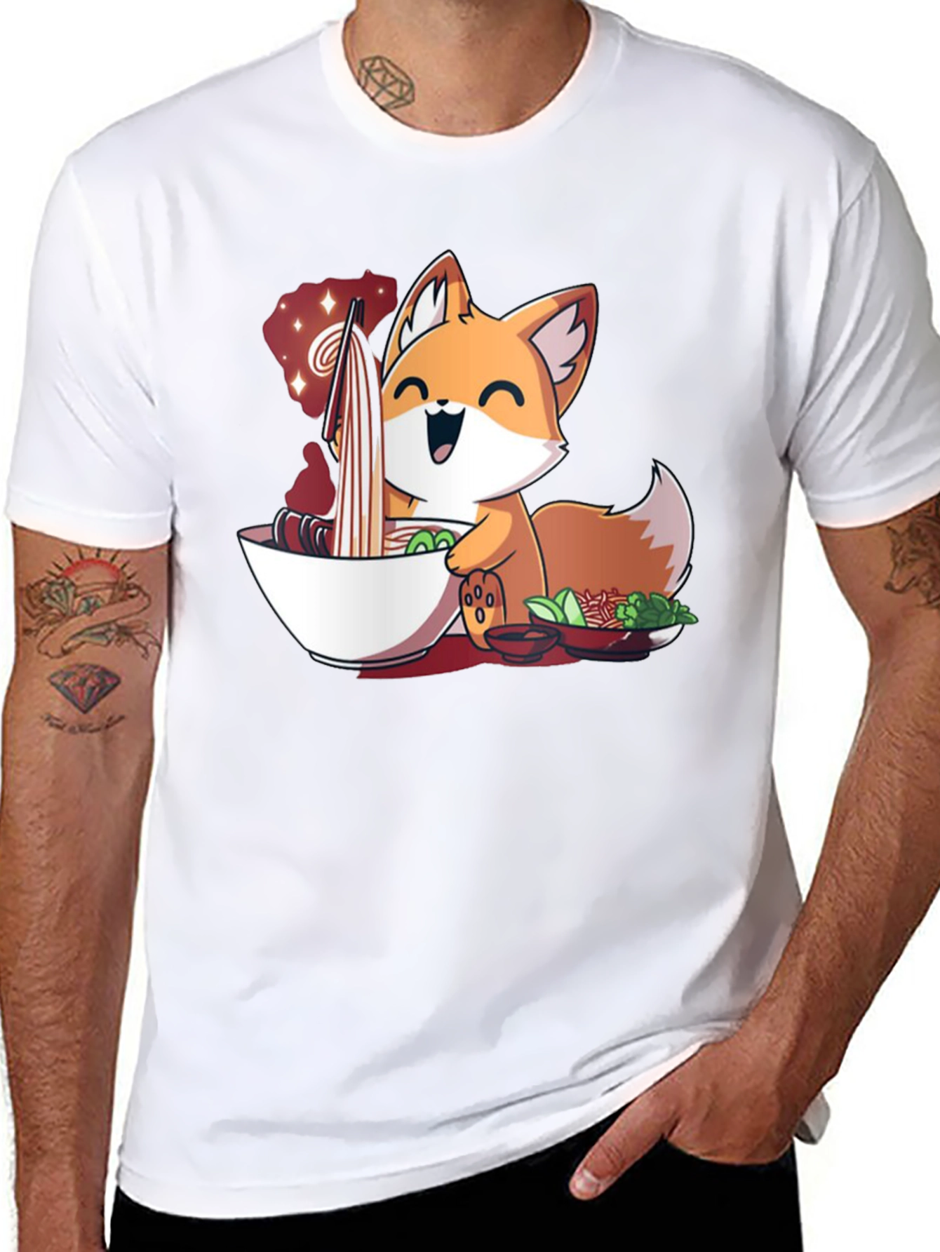 Fox Ramen T-Shirt - Cute Anime Style
