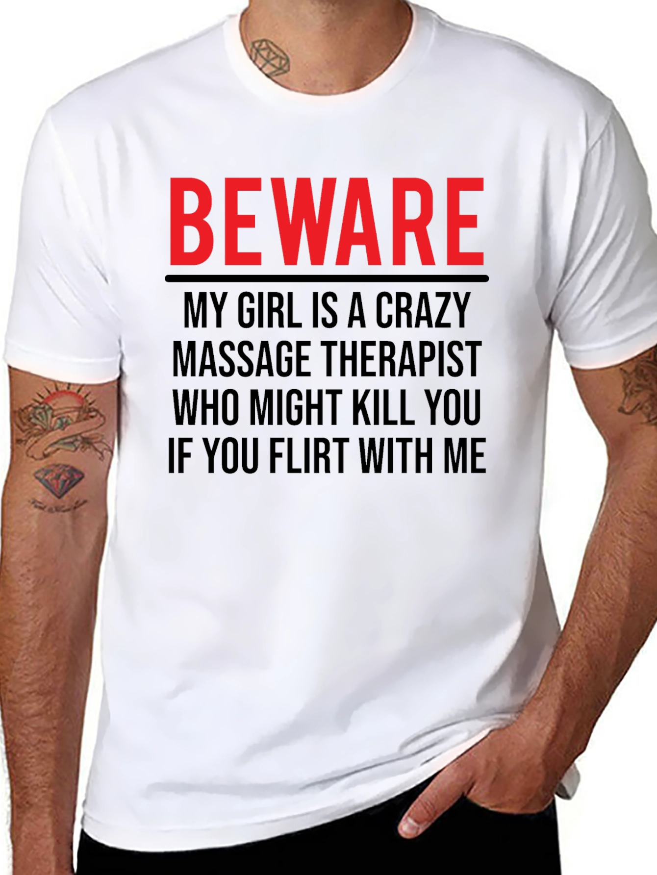 Beware Crazy Massage Therapist Graphic Tee