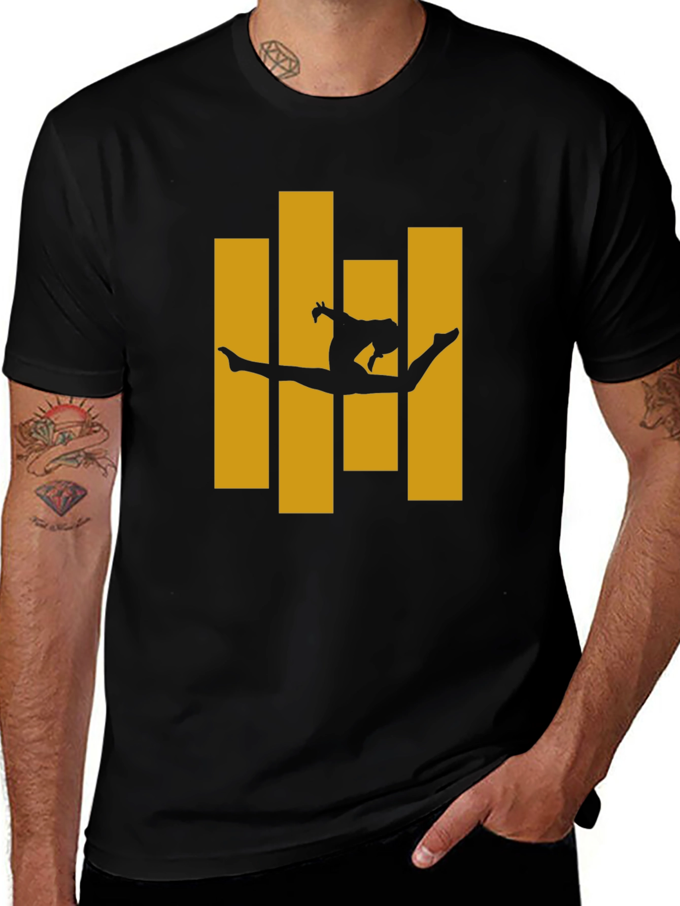 Gymnast Silhouette Graphic Tee - Black