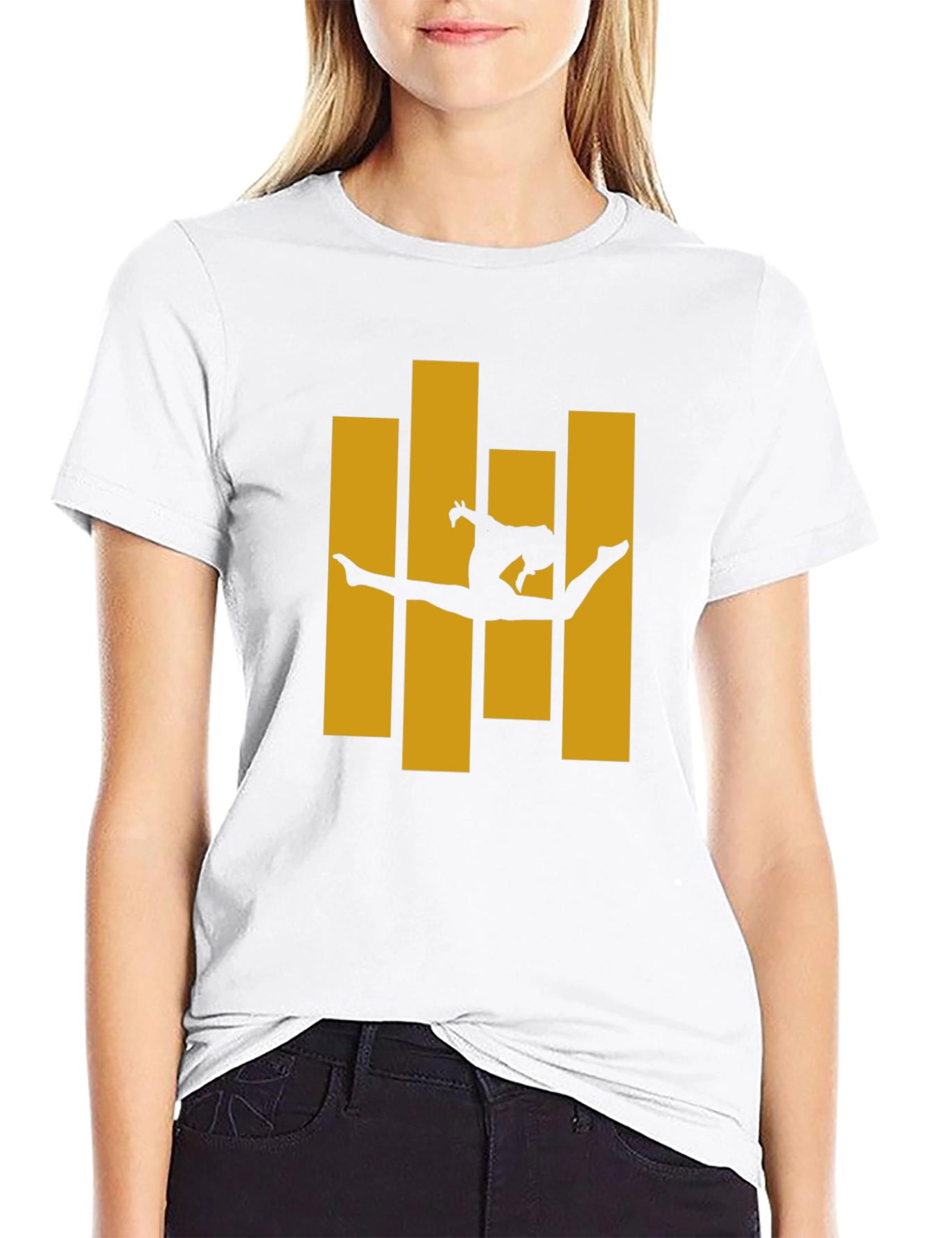 Gymnast Silhouette Graphic Tee - Black