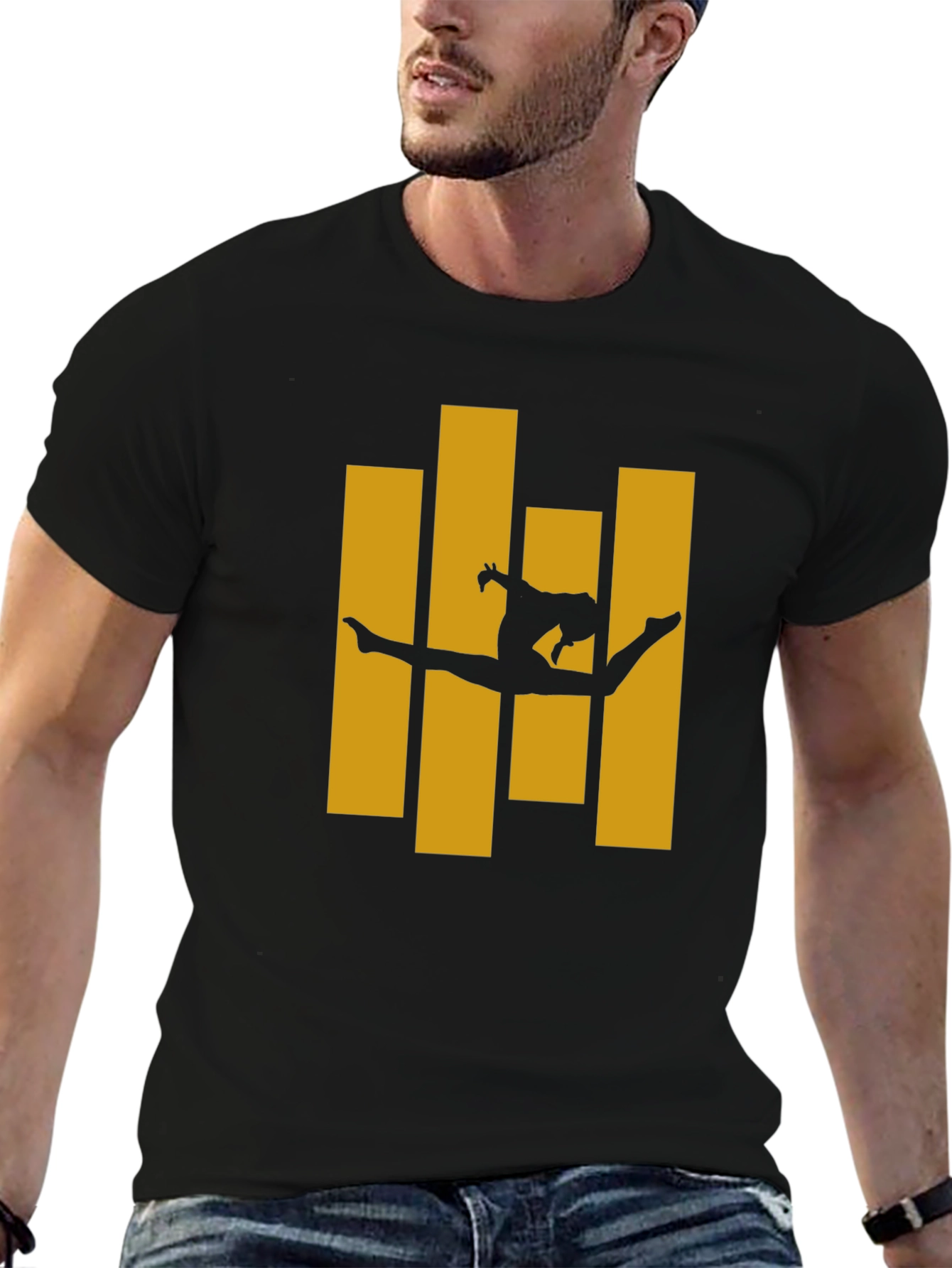Gymnast Silhouette Graphic Tee - Black