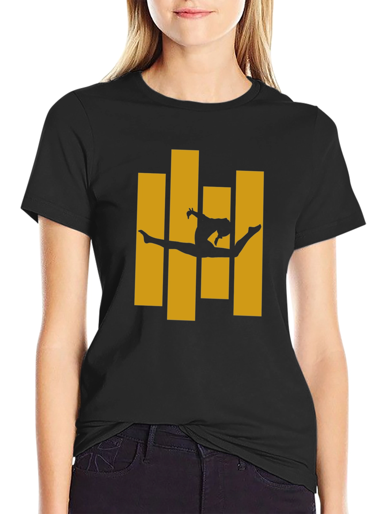 Gymnast Silhouette Graphic Tee - Black