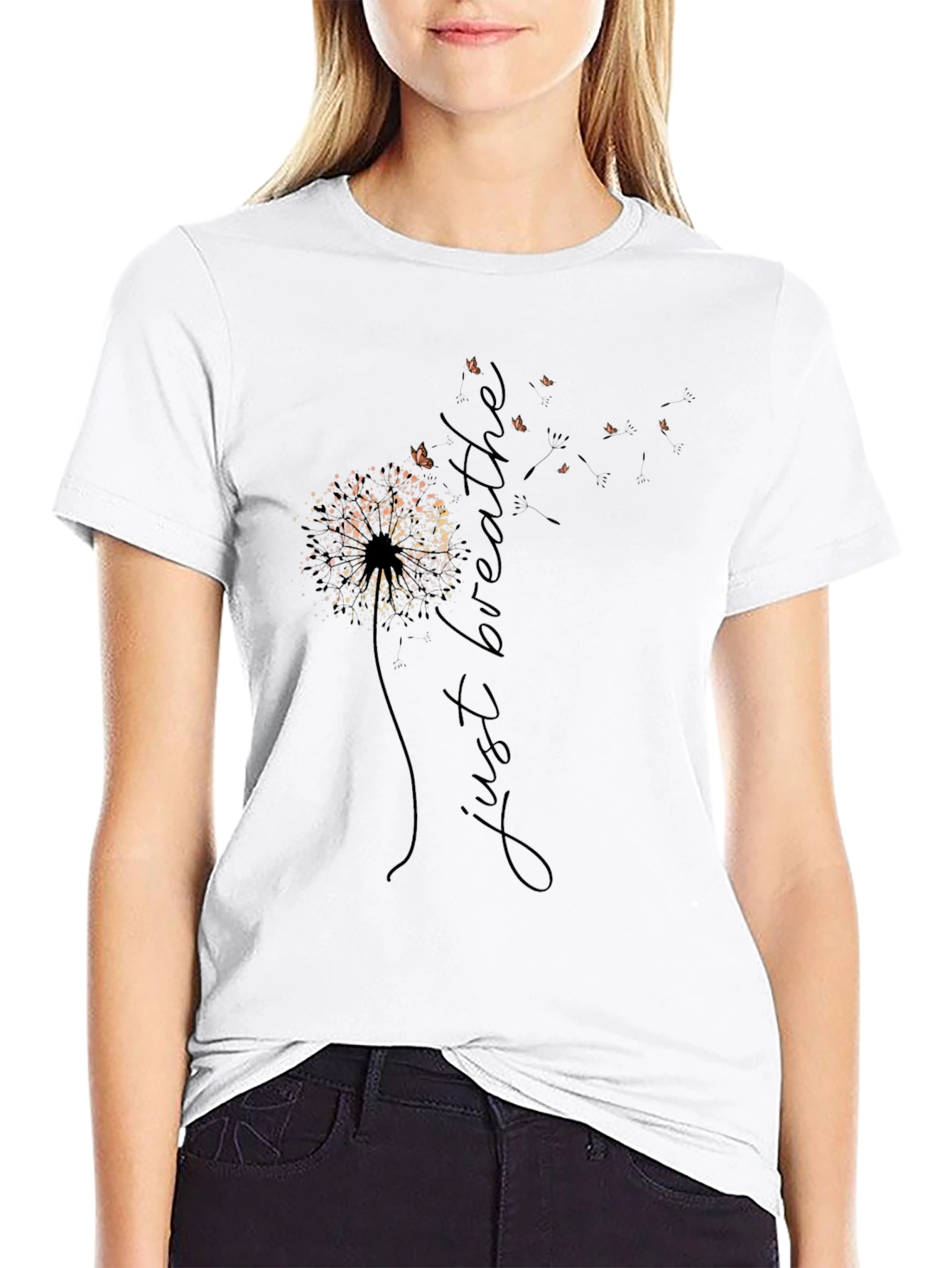 Just Breathe Dandelion Graphic Tee - Relaxed Fit