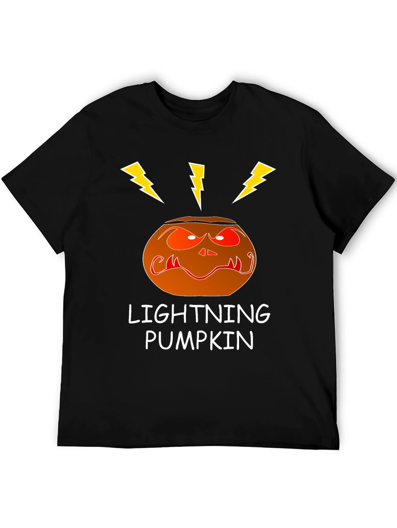 Lightning Pumpkin Graphic Tee - Spooky Halloween Shirt