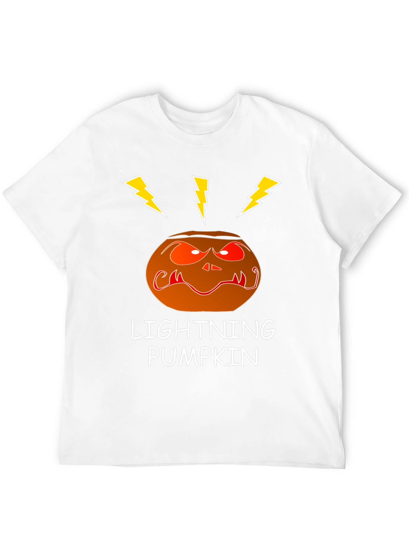 Lightning Pumpkin Graphic Tee - Spooky Halloween Shirt