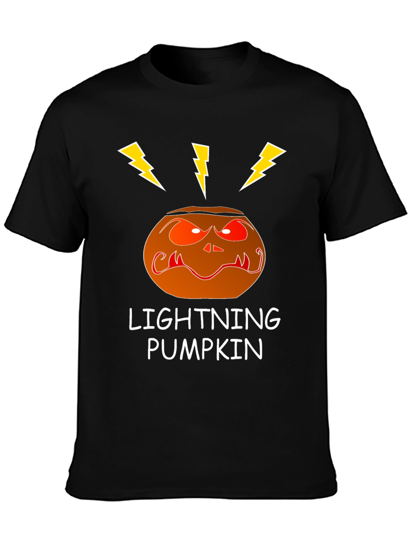 Lightning Pumpkin Graphic Tee - Spooky Halloween Shirt