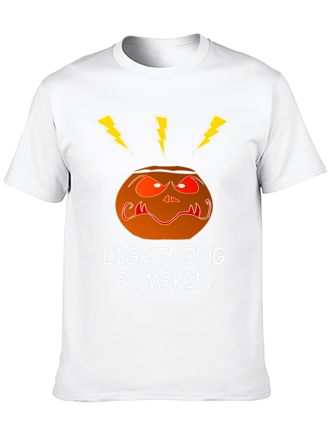 Lightning Pumpkin Graphic Tee - Spooky Halloween Shirt