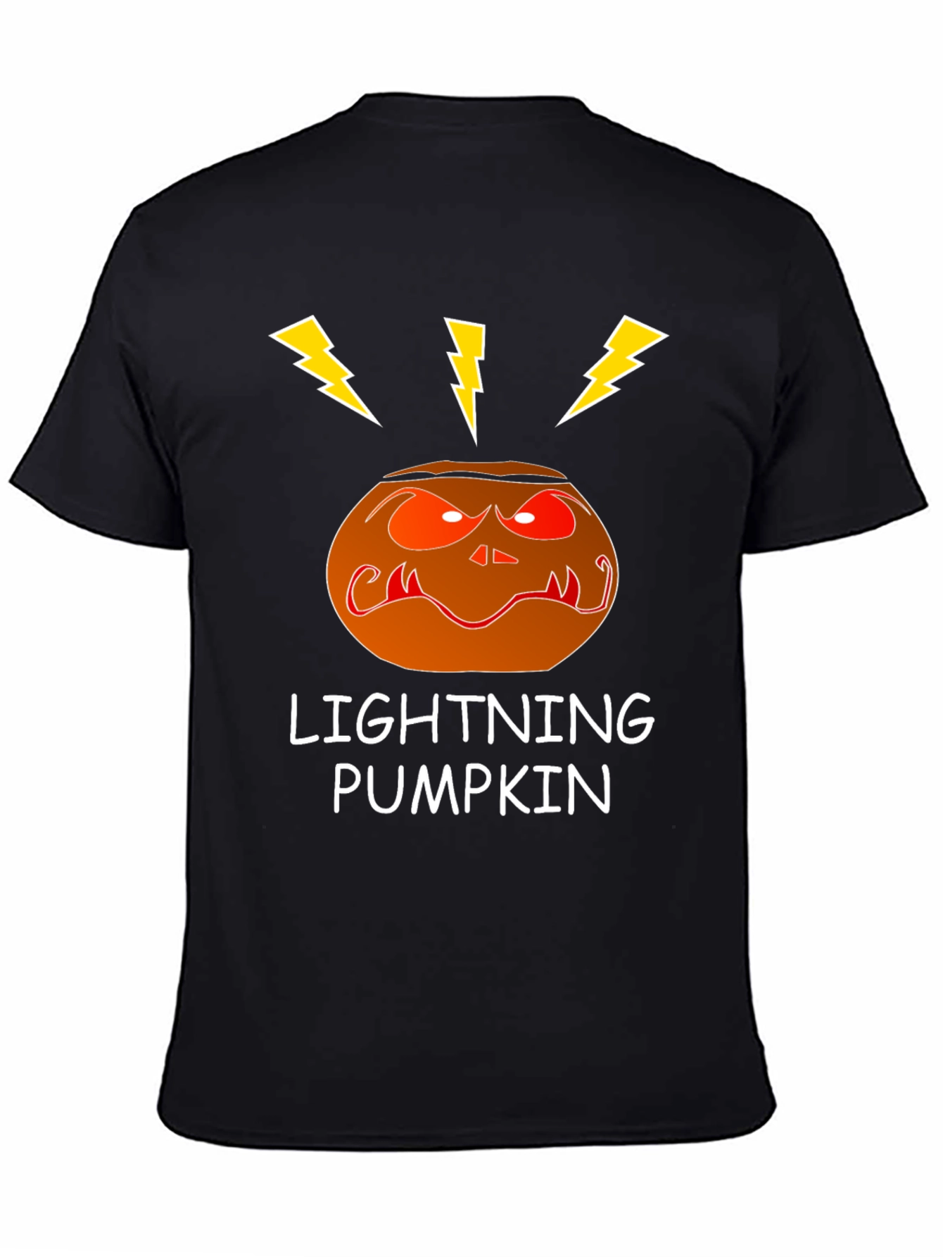 Lightning Pumpkin Graphic Tee - Spooky Halloween Shirt