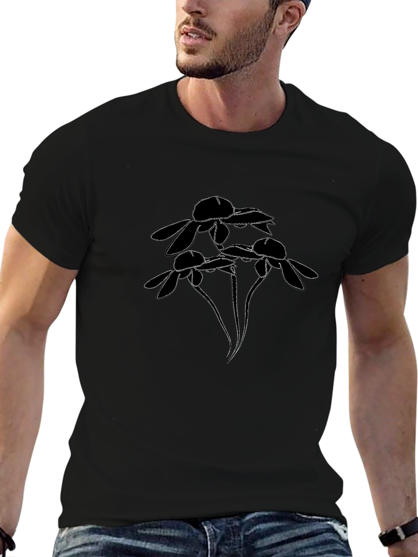 Black Floral Graphic Print T-Shirt