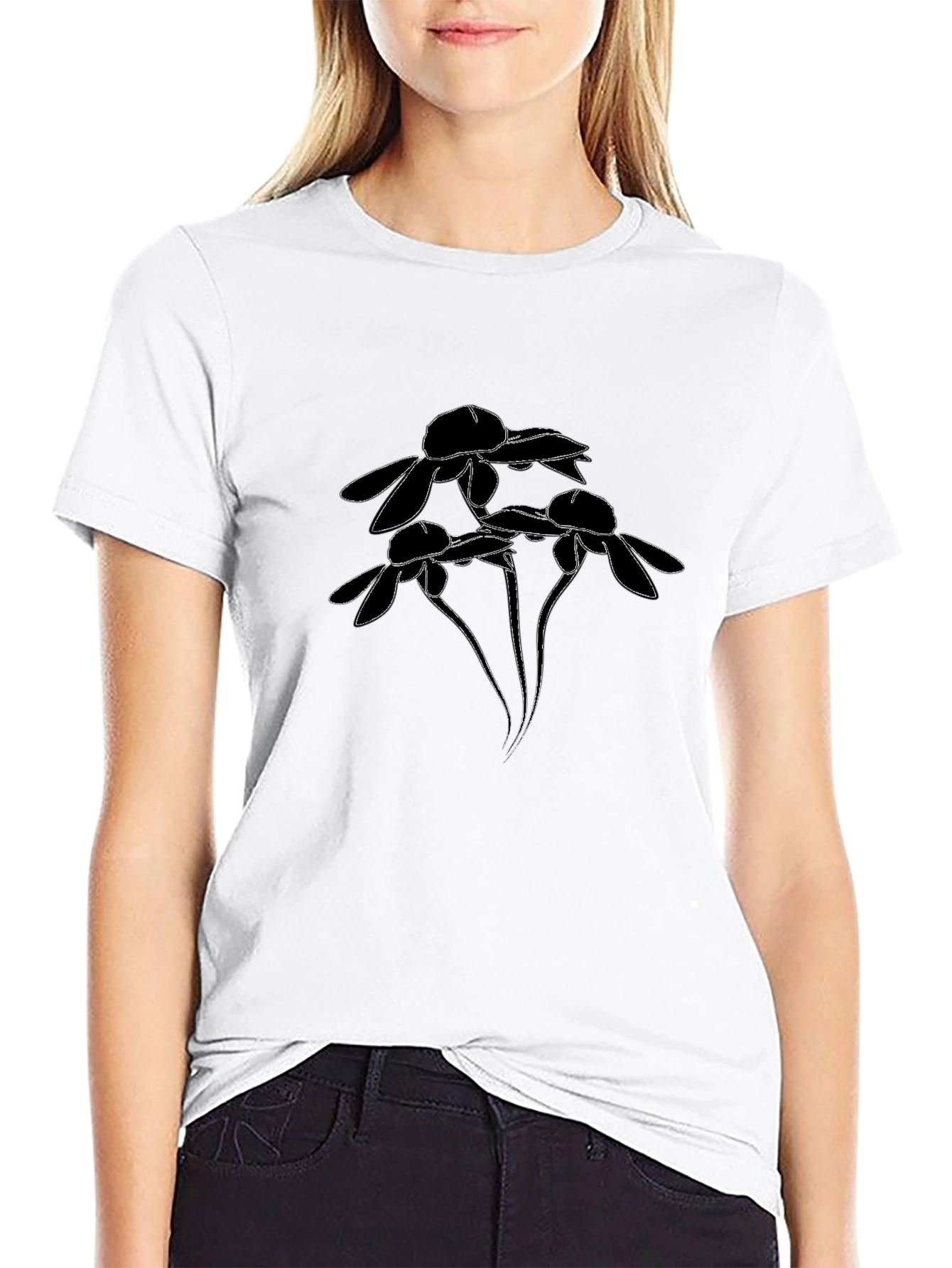 Black Floral Graphic Print T-Shirt