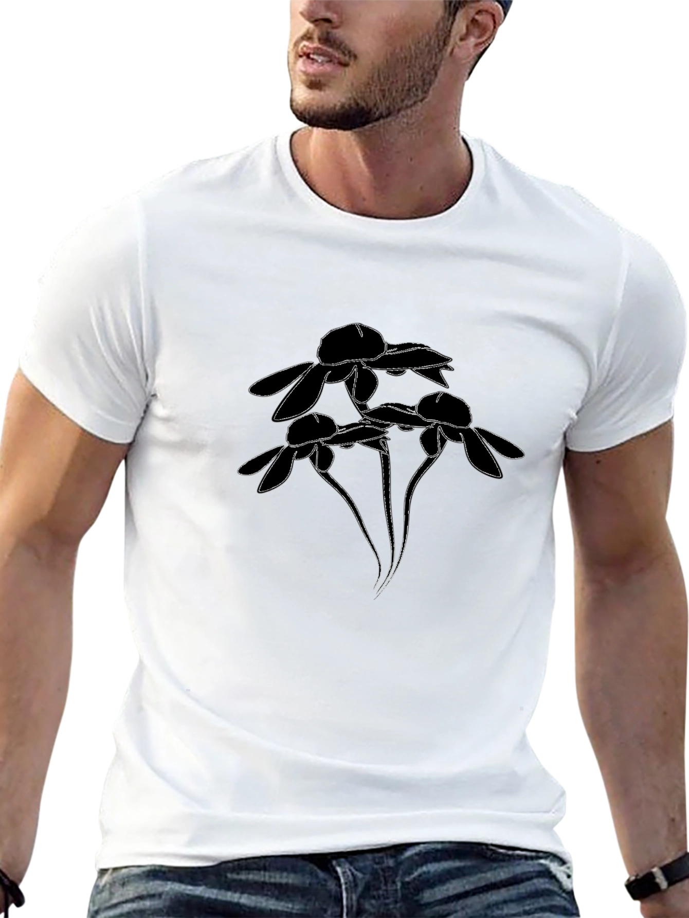 Black Floral Graphic Print T-Shirt
