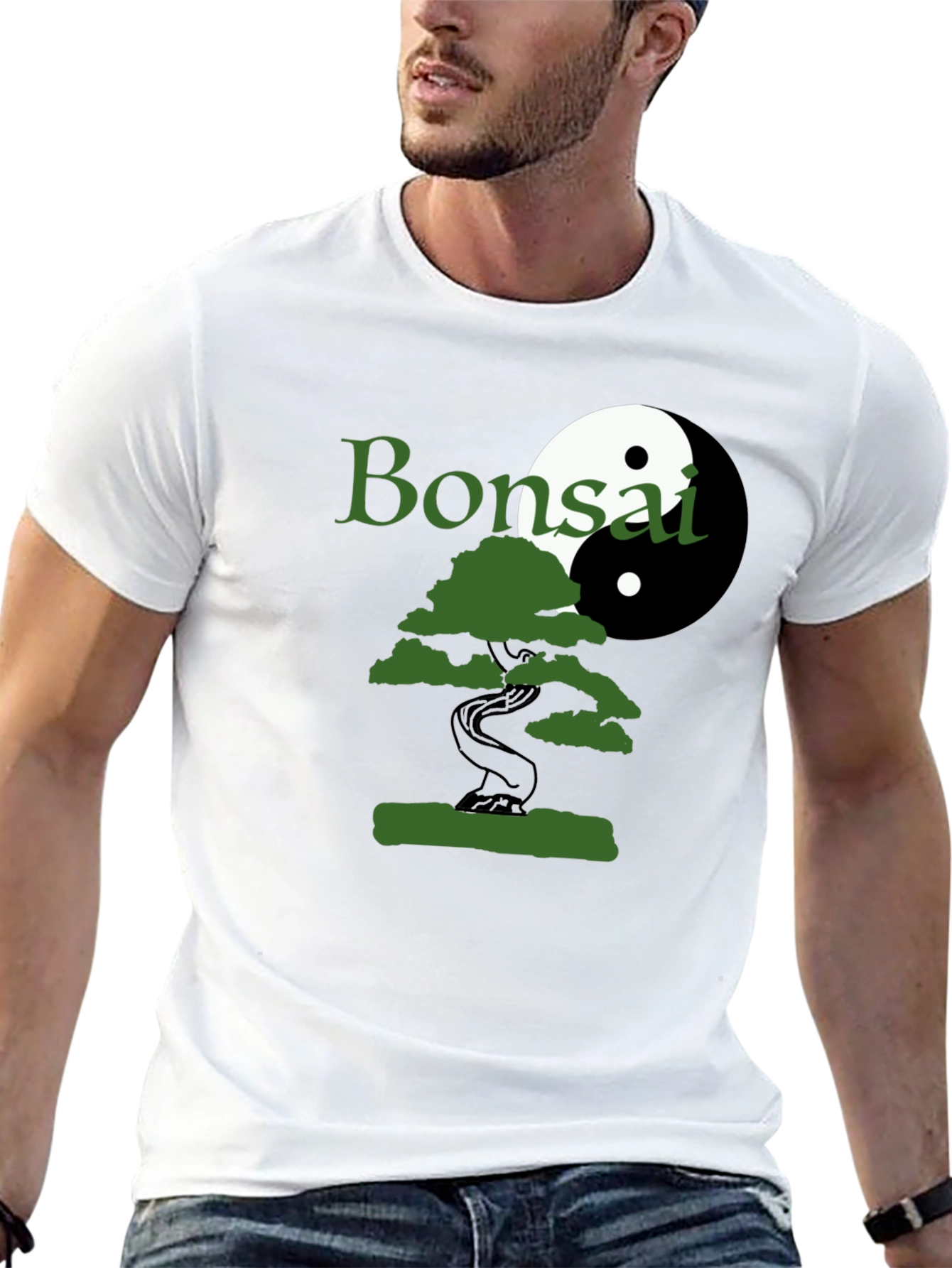 Bonsai Yin Yang Graphic T-Shirt - Black