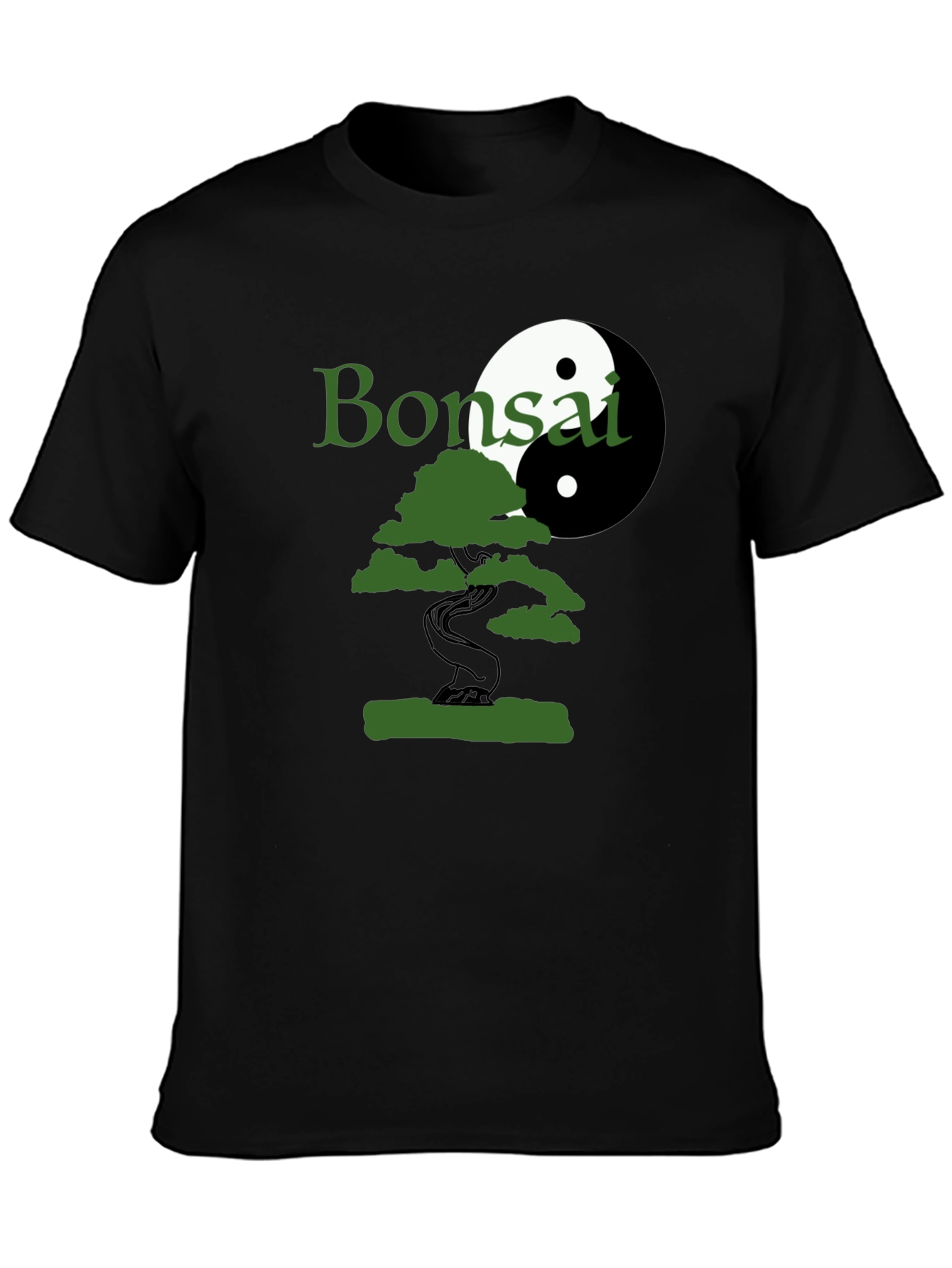 Bonsai Yin Yang Graphic T-Shirt - Black