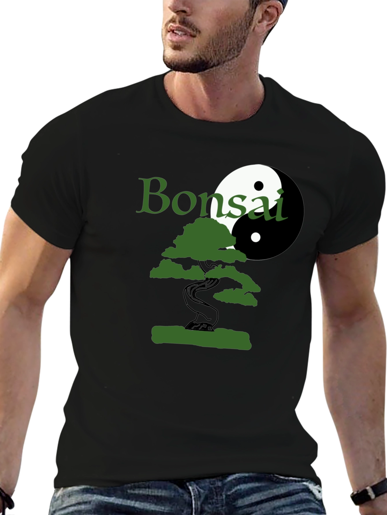 Bonsai Yin Yang Graphic T-Shirt - Black