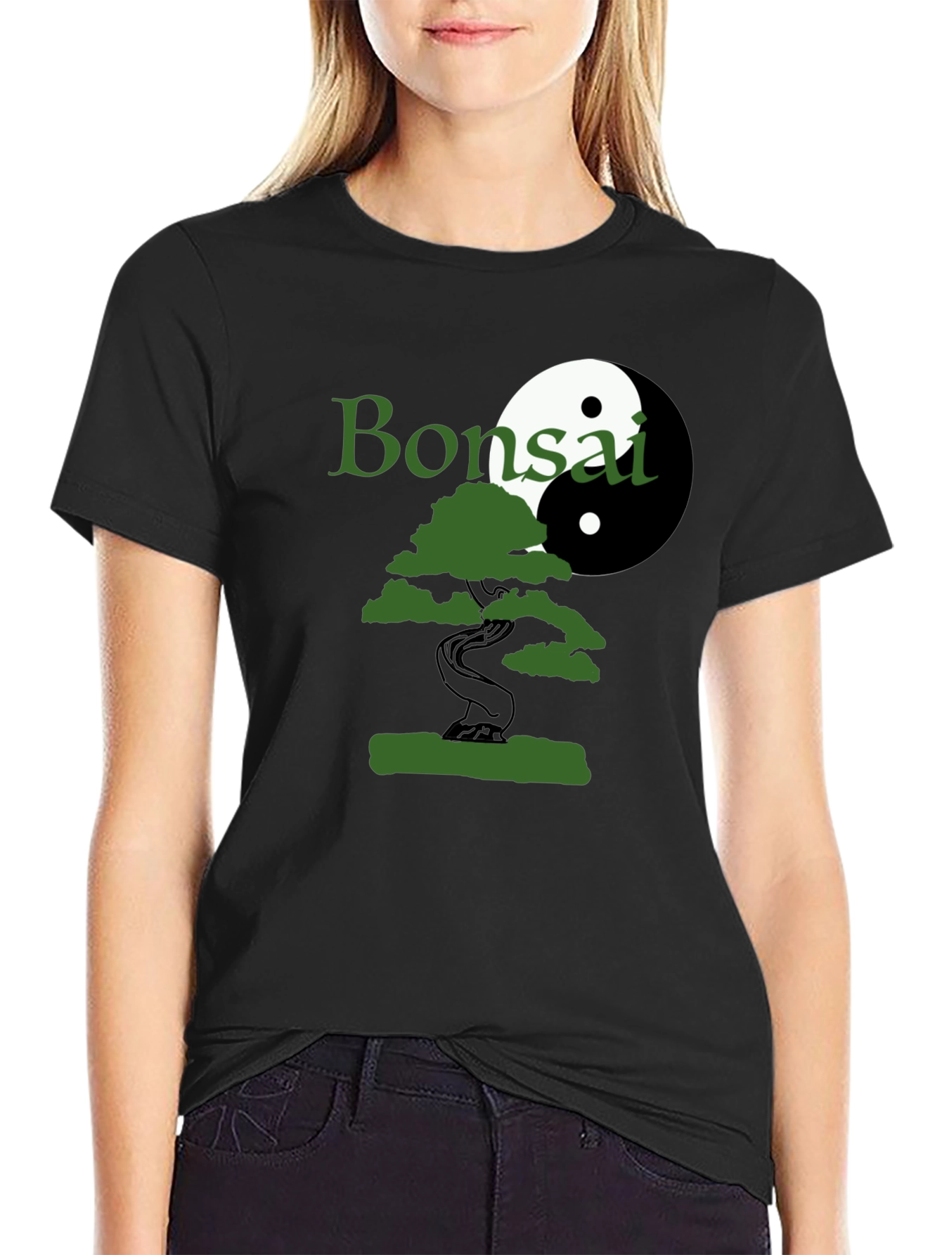 Bonsai Yin Yang Graphic T-Shirt - Black