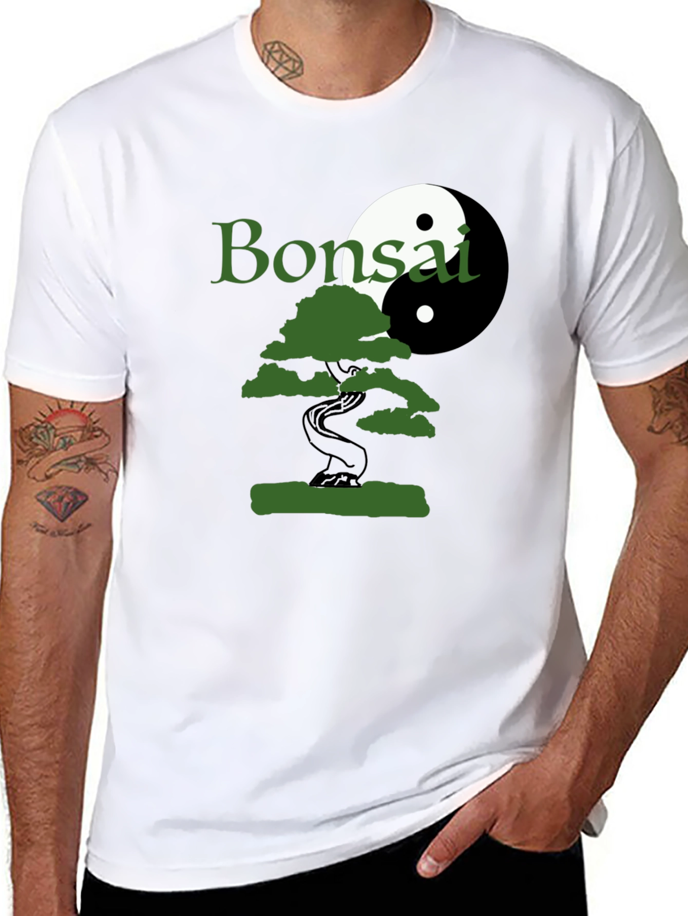 Bonsai Yin Yang Graphic T-Shirt - Black