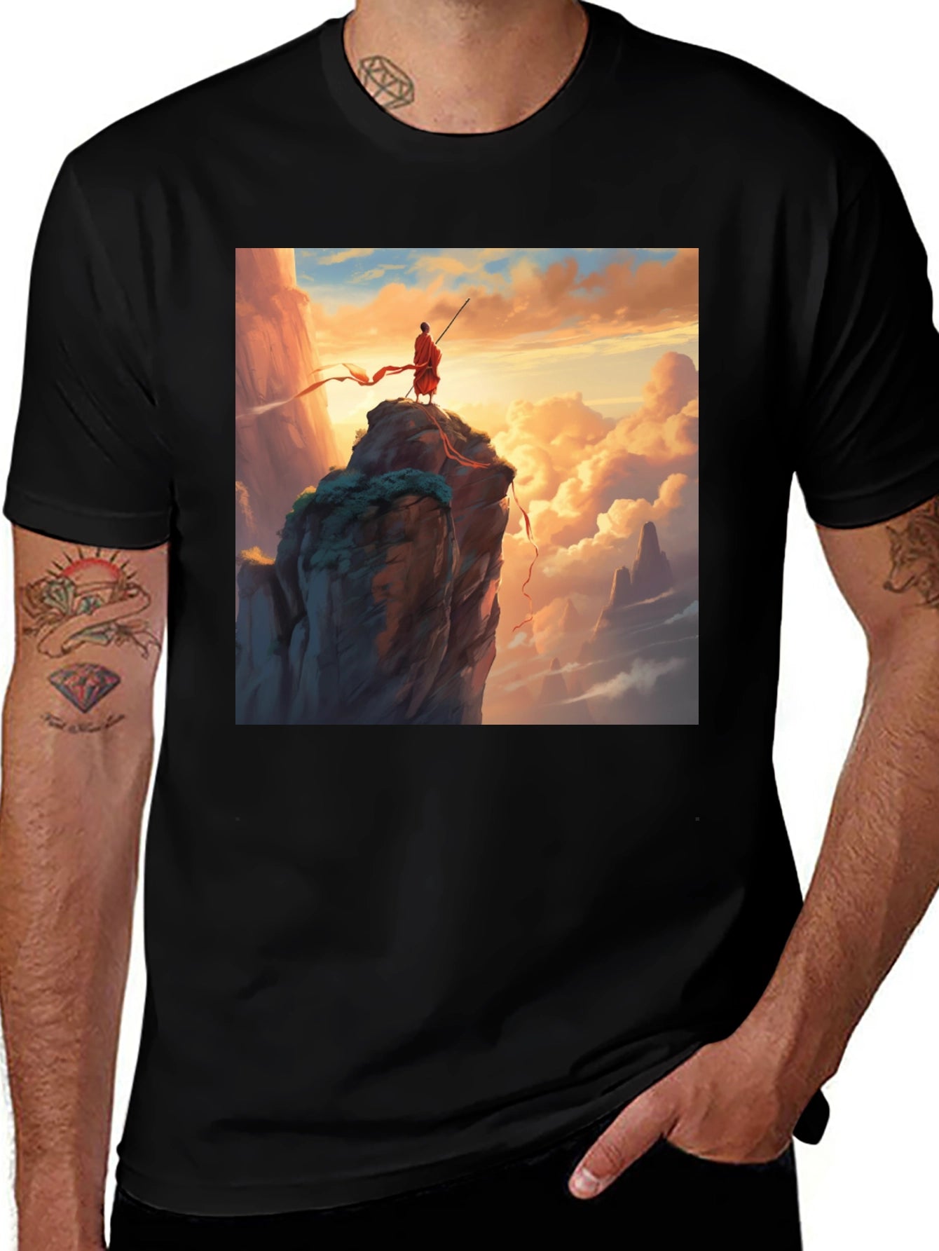 Monk on Mountain Graphic Tee - Adventure Awaits!