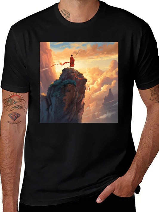 Monk on Mountain Graphic Tee - Adventure Awaits!