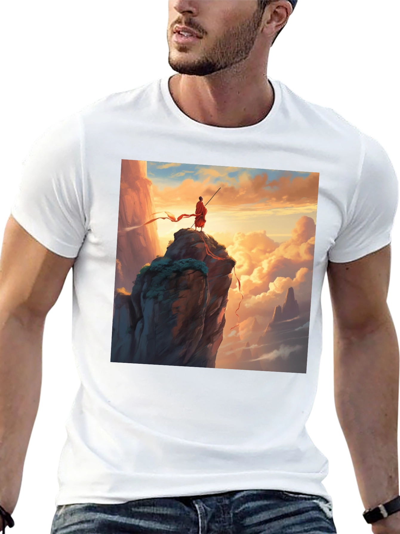 Monk on Mountain Graphic Tee - Adventure Awaits!